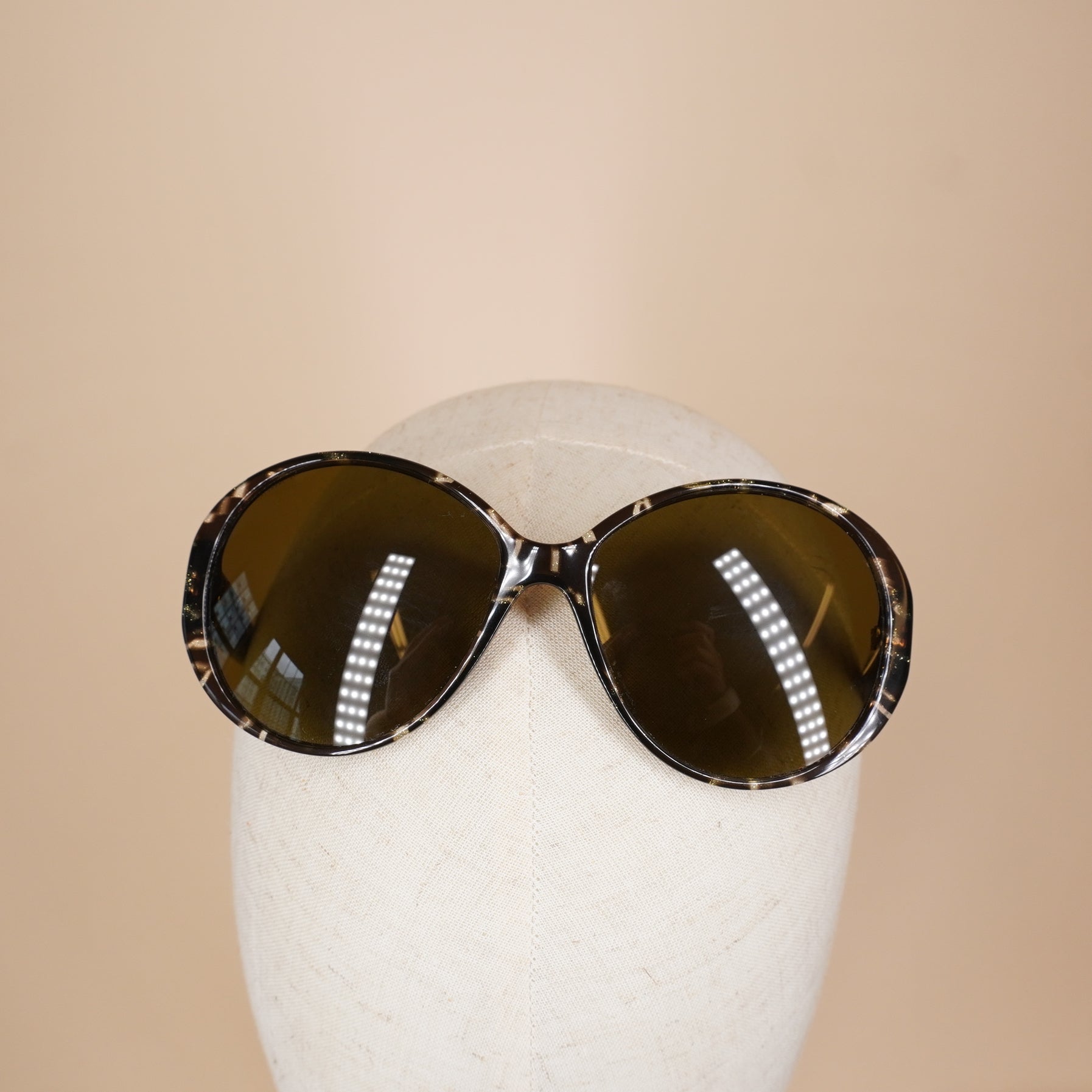 PRE-OWNED Brown Marble Medusa Sunglasses Square