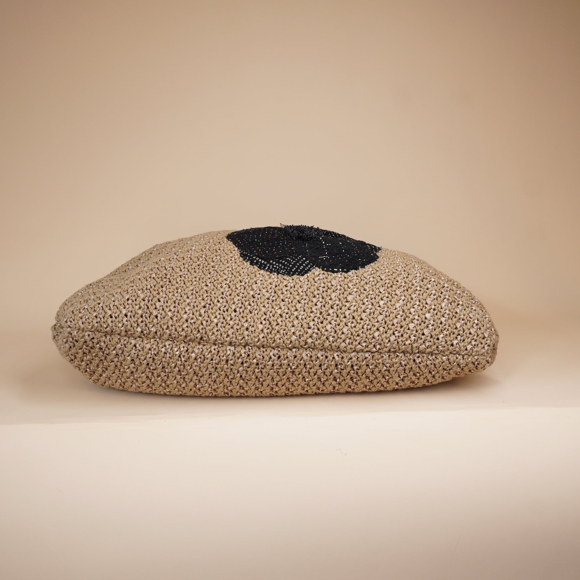 PRE-OWNED CC Tweed Woven Raffia Country Coco Camellia Hobo Bag