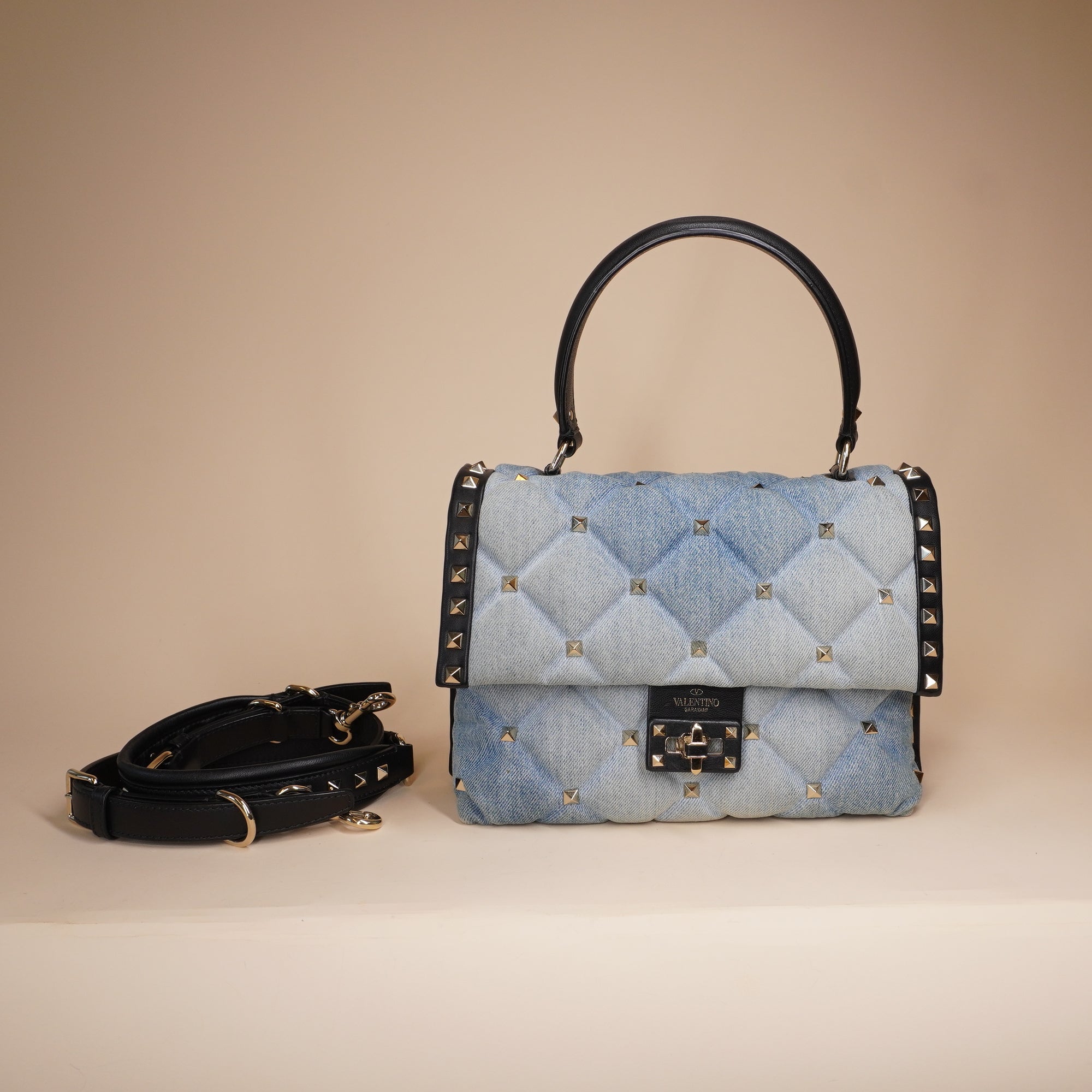 PRE-OWNED Mini Denim Candystud Top Handle Bag