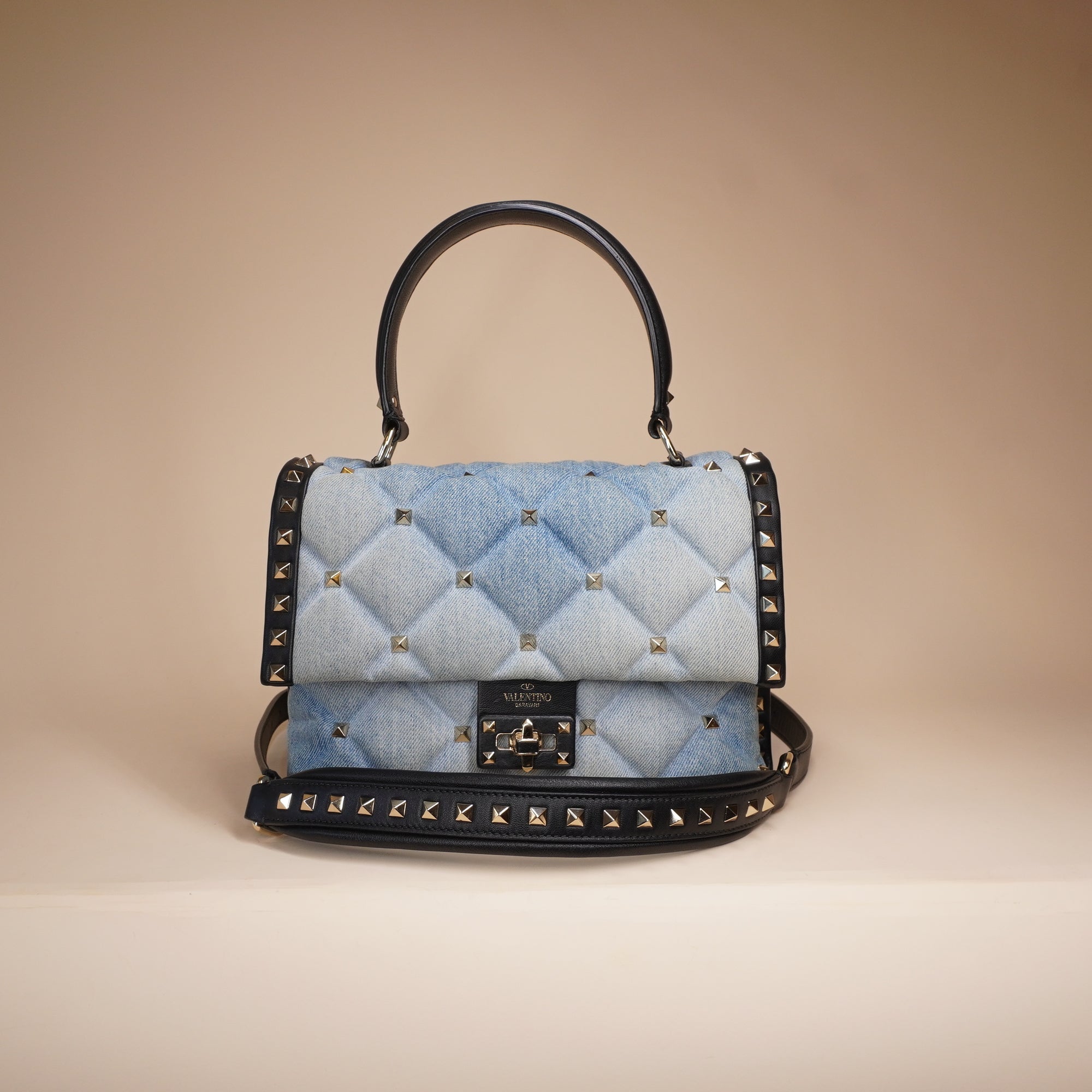 PRE-OWNED Mini Denim Candystud Top Handle Bag