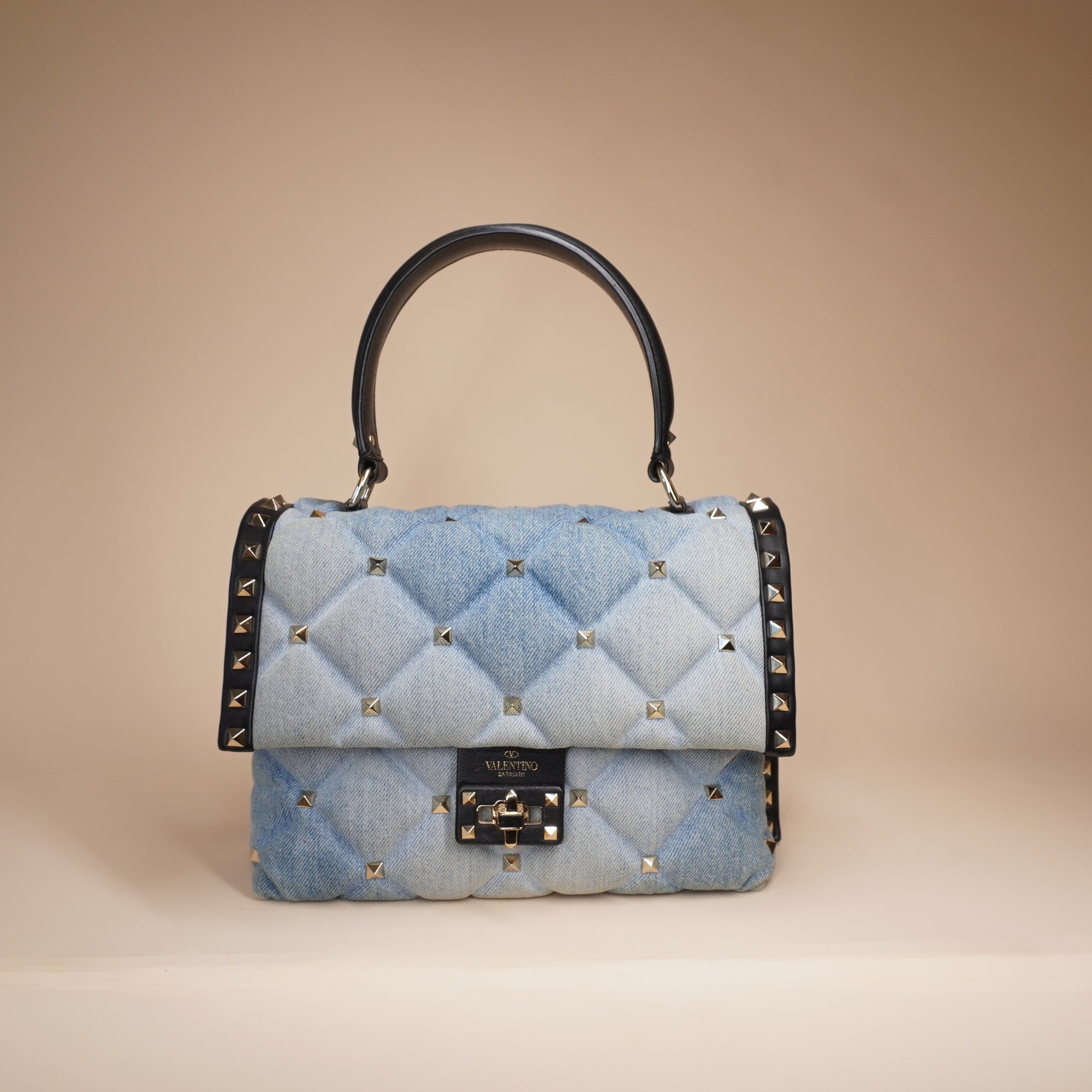 PRE-OWNED Mini Denim Candystud Top Handle Bag