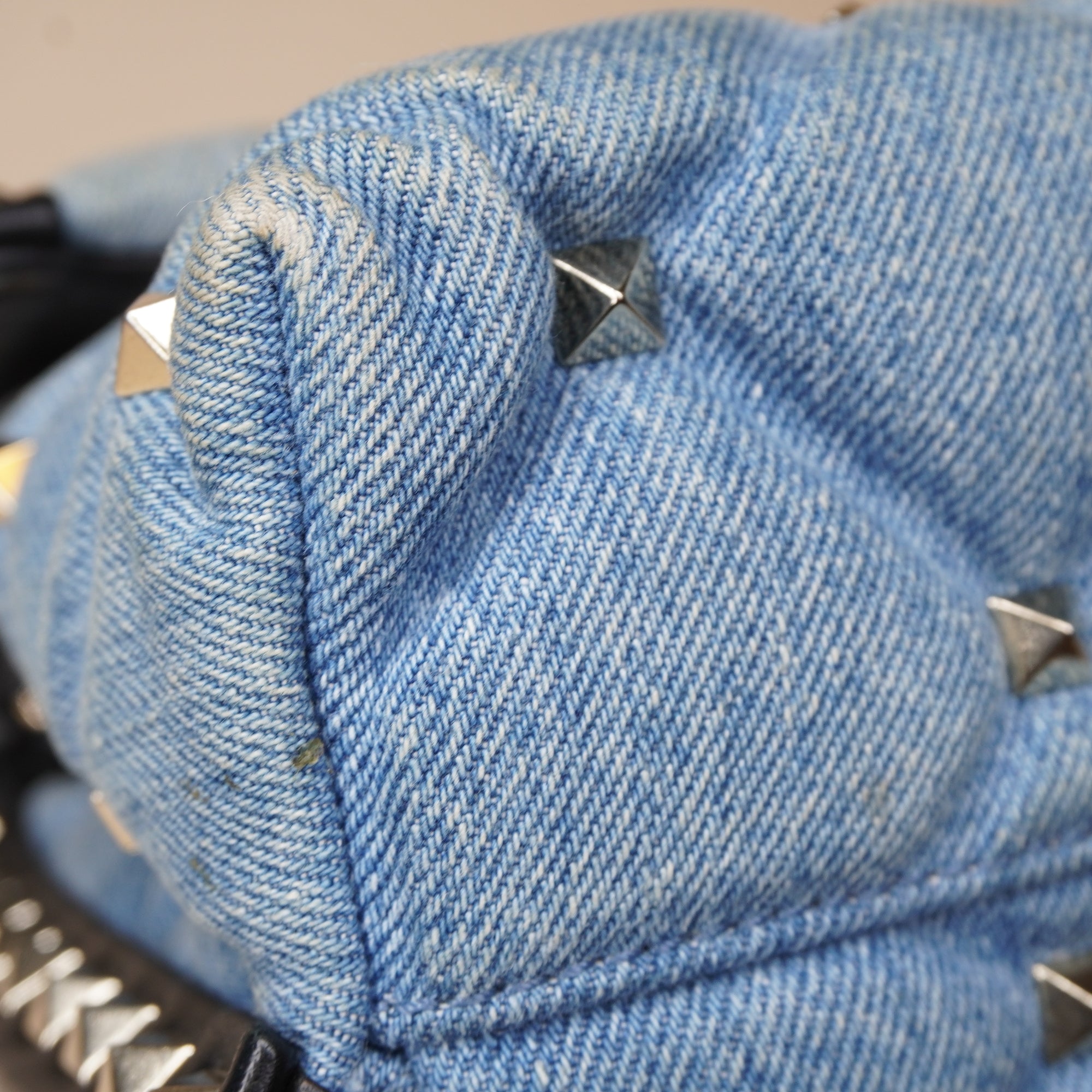 PRE-OWNED Mini Denim Candystud Top Handle Bag