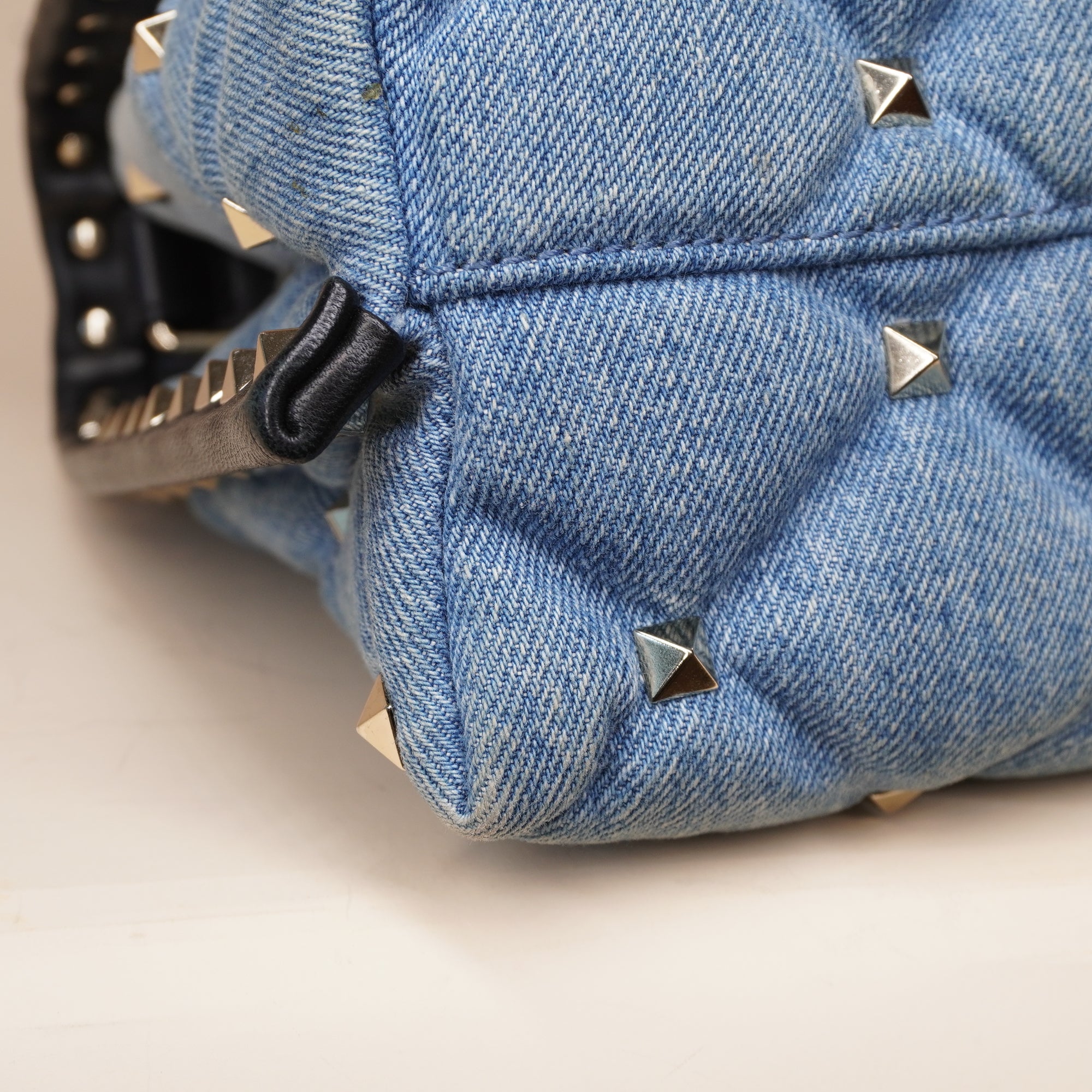 PRE-OWNED Mini Denim Candystud Top Handle Bag
