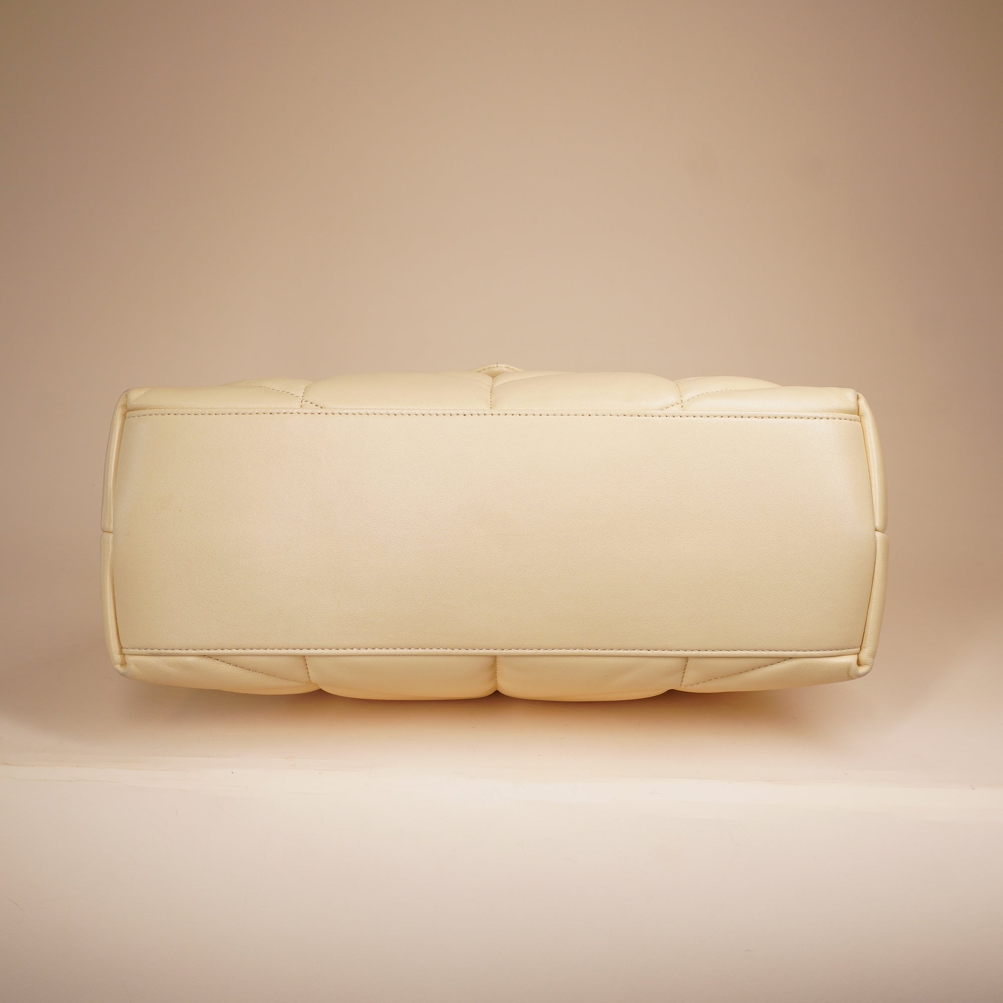 PRE-OWNED Butter Yellow Quilted Lambskin Leather Medium Puffer Loulou Bag