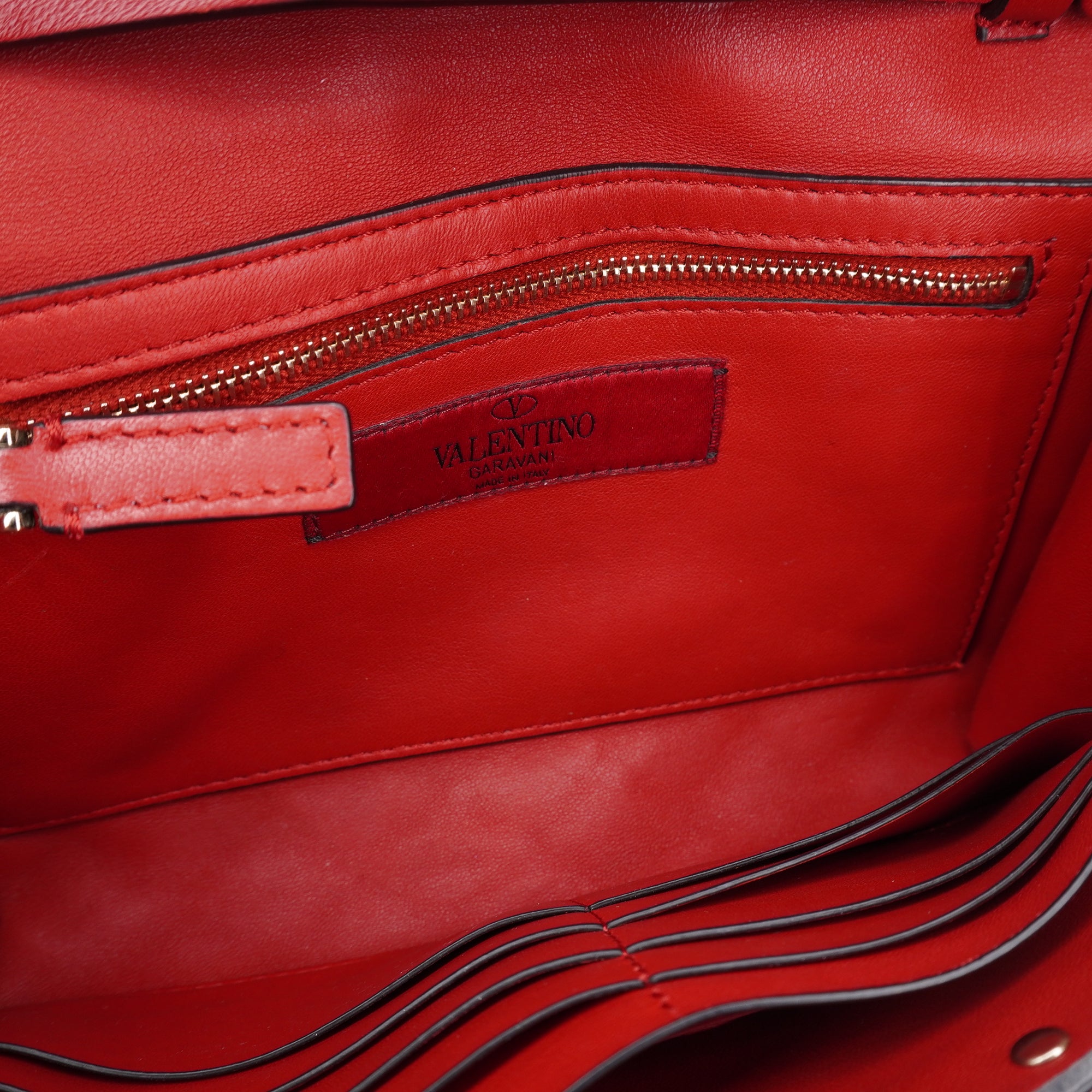 PRE-OWNED Nappa Medium Rockstud Spike Shoulder Bag Rosso