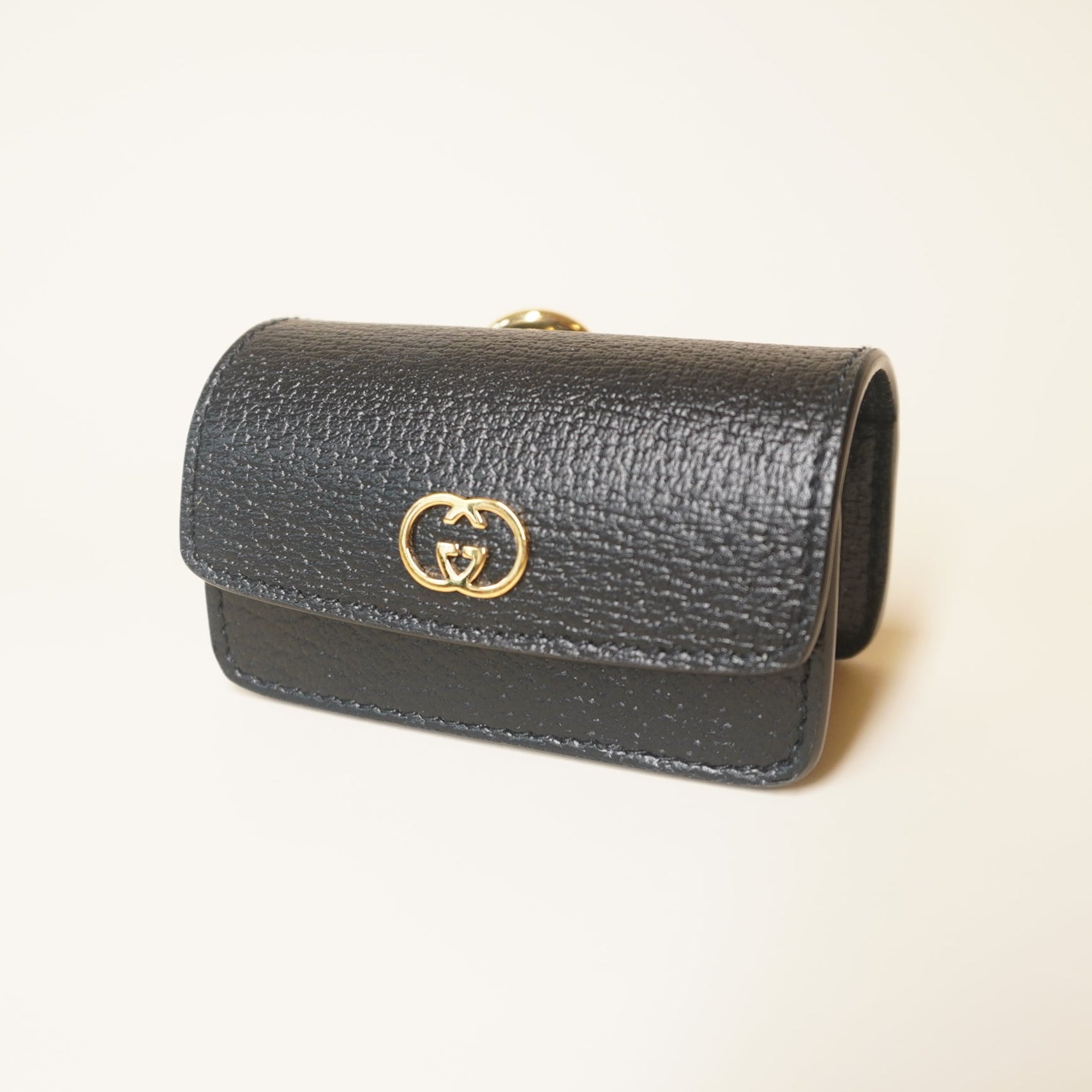 PRE-OWNED GG Black Demetra Etiquette Waste Bag Holder