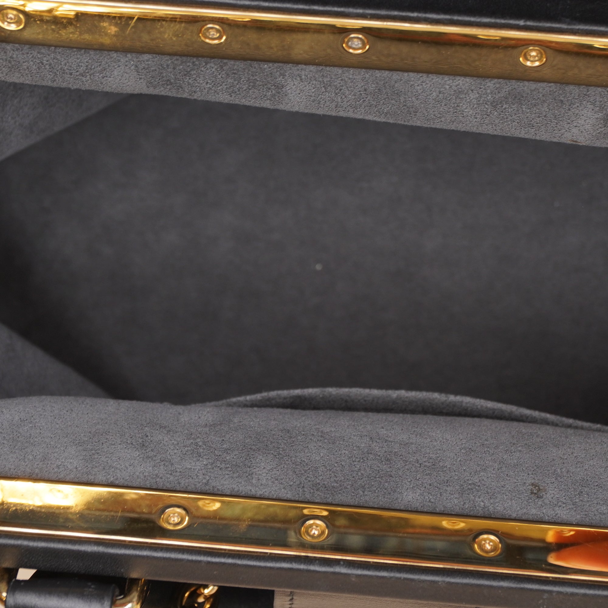 PRE-OWNED LV Calfskin Nanogram Embossed Black Clutch Bag