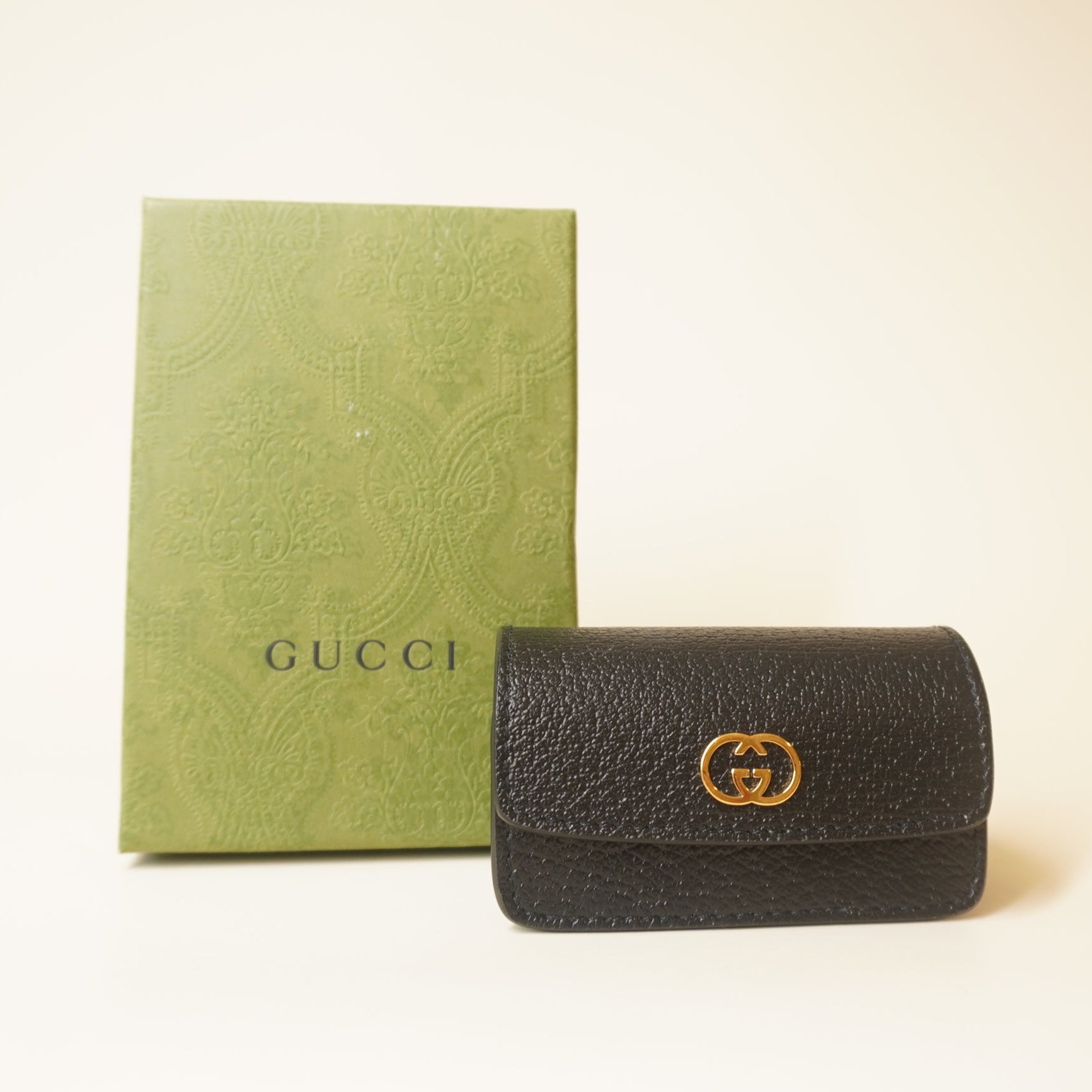 PRE-OWNED GG Black Demetra Etiquette Waste Bag Holder