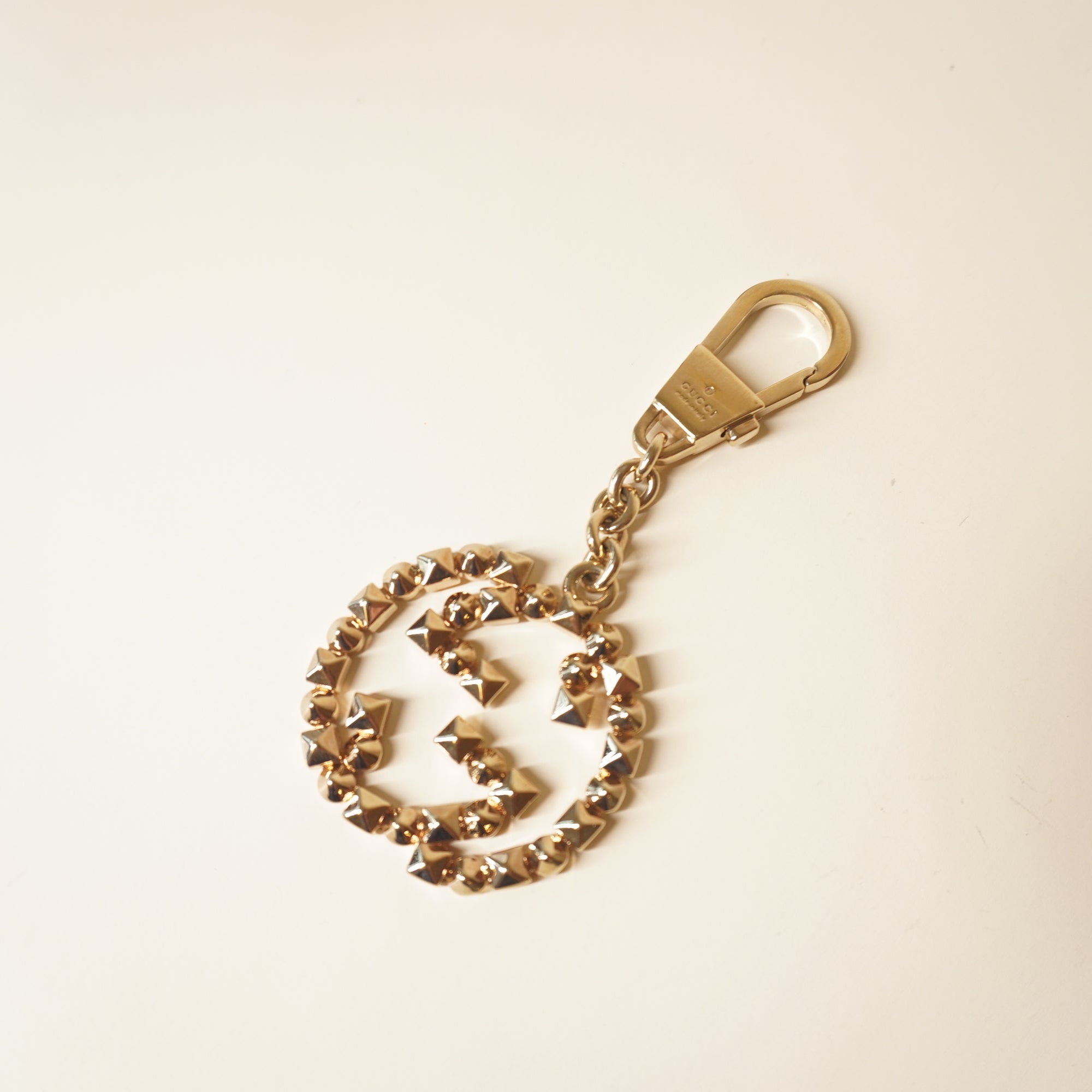 PRE-OWNED Studded Interlocking G Logo Keychain Bag Charm