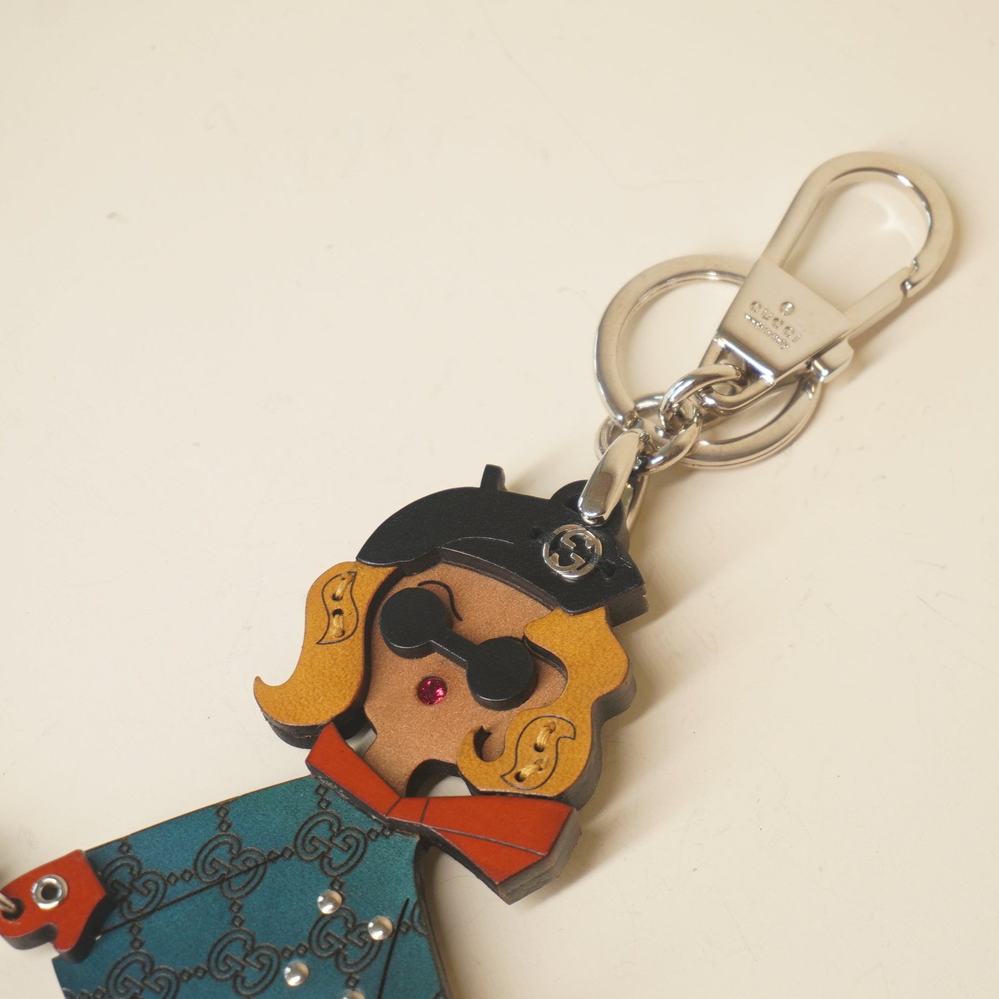 PRE-OWNED GG Studded Cuoio Lady Bag Charm Key Holder