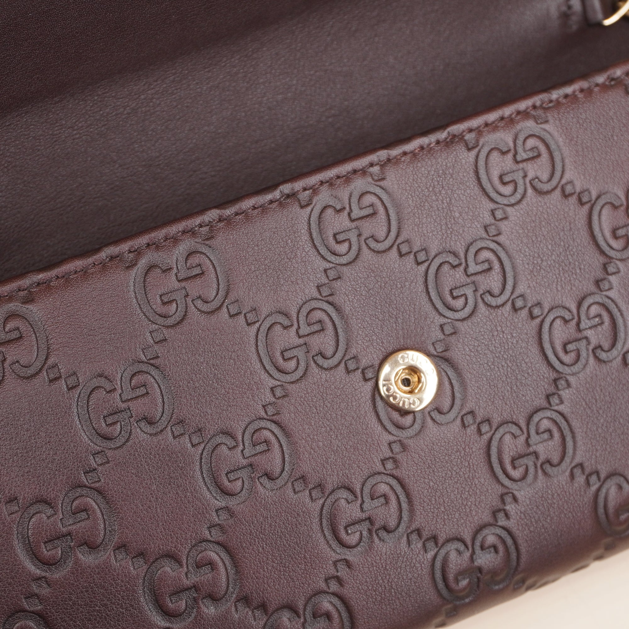 PRE-OWNED GG Brown Guccissima Wallet On Chain