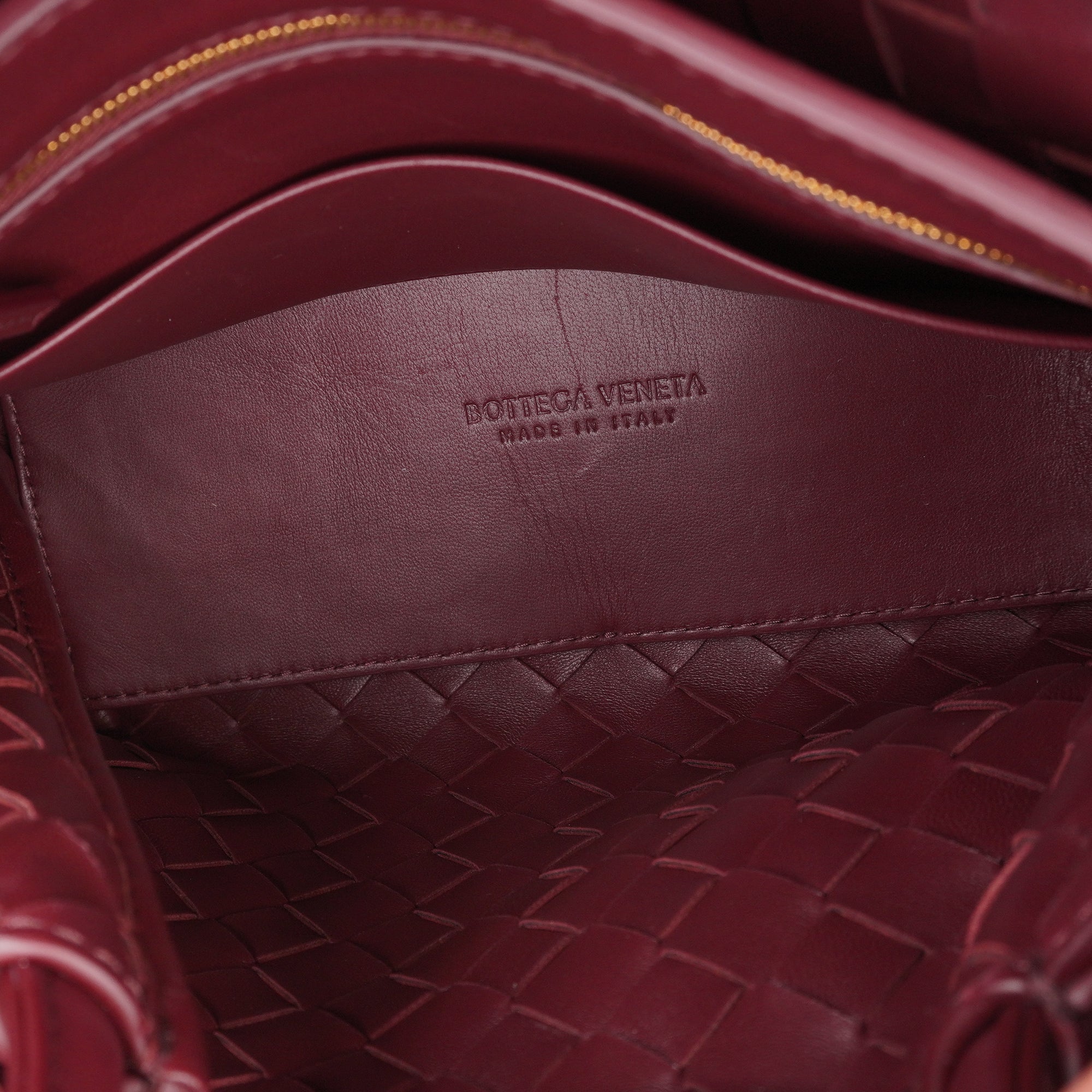 PRE-OWNED Small Intrecciato Leather Andiamo Burgundy Shoulder Bag