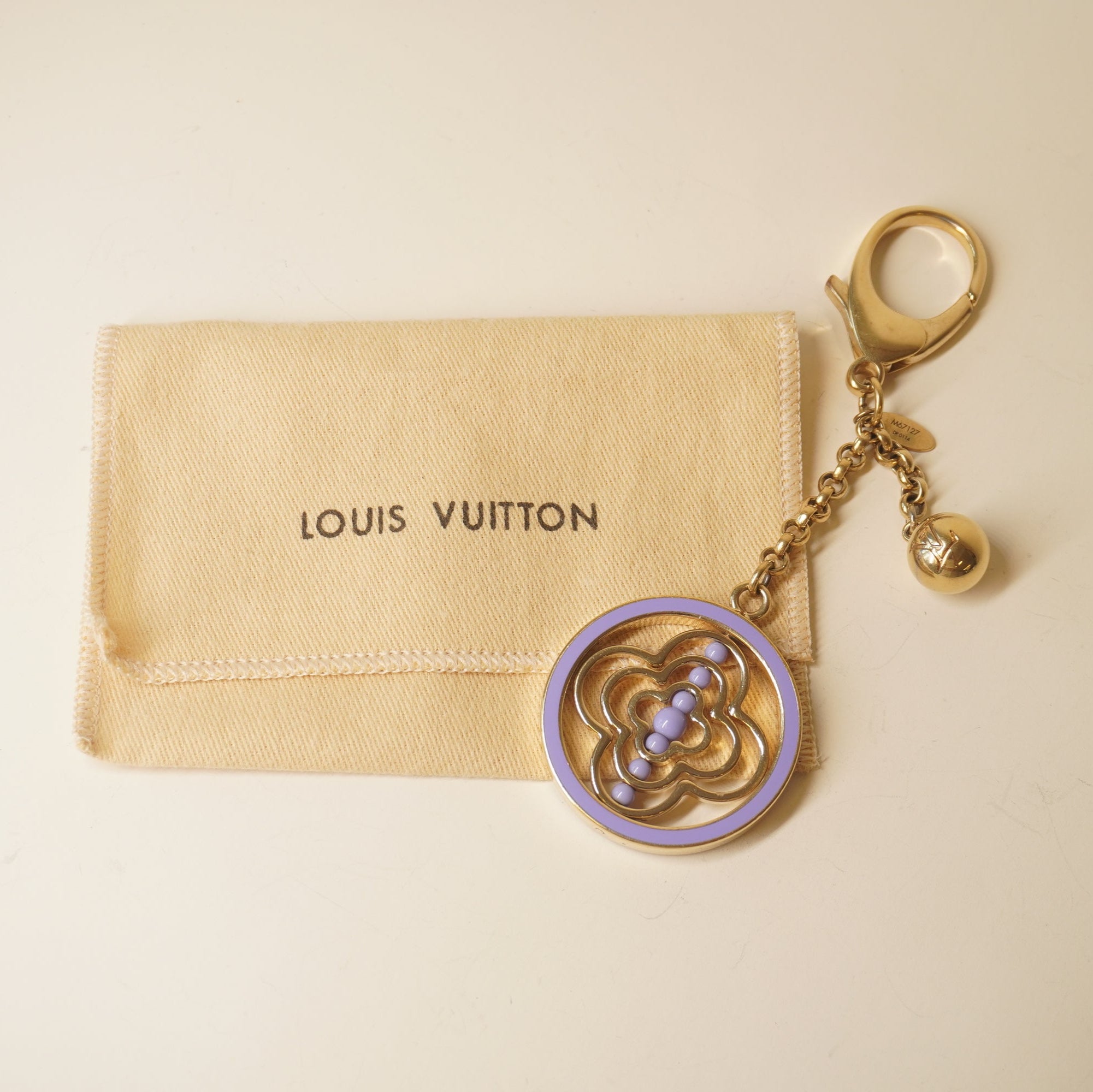 PRE-OWNED LV Whirly Flower Bag Charm Lilac