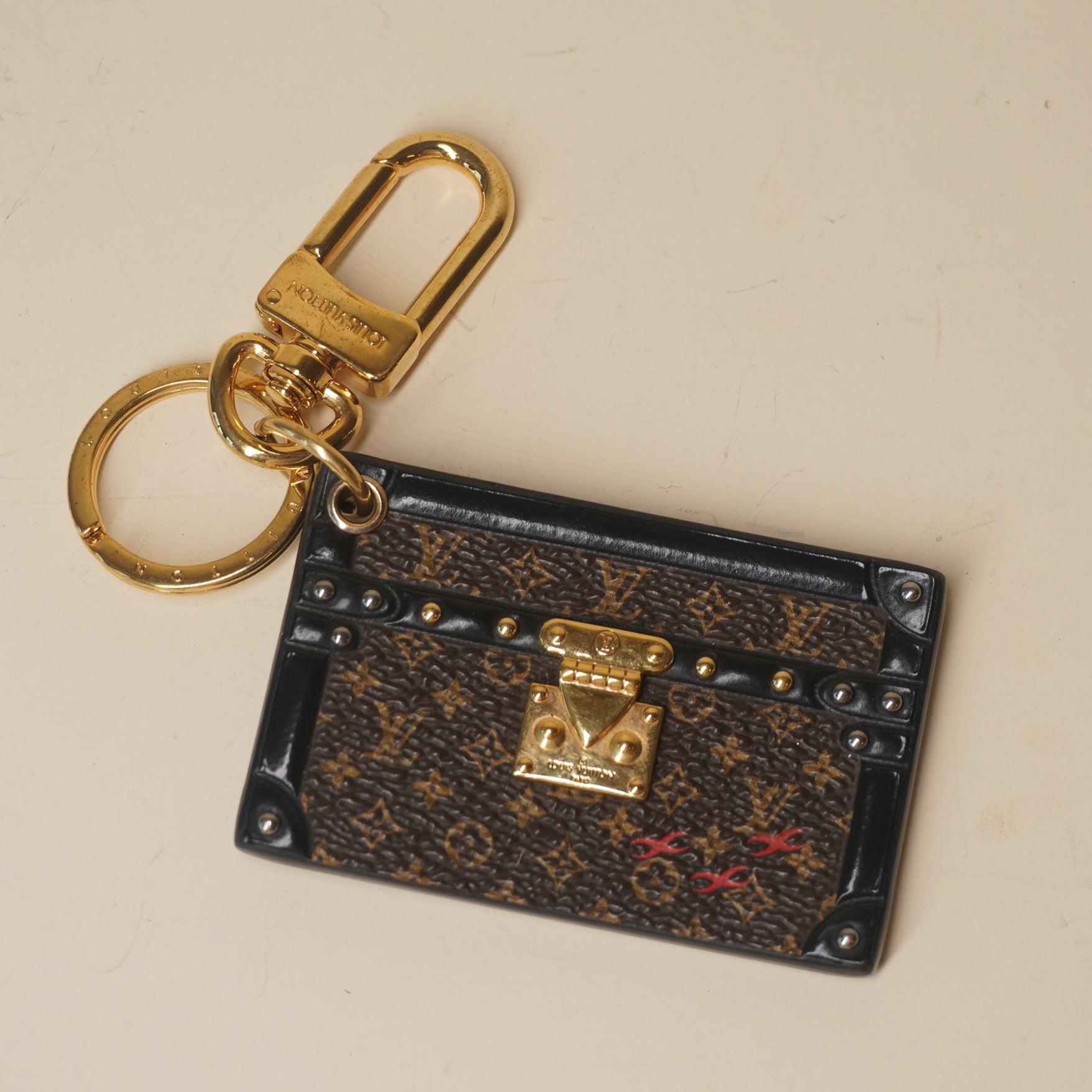 PRE-OWNED Petite Malle Bag Charm Key Holder Brown