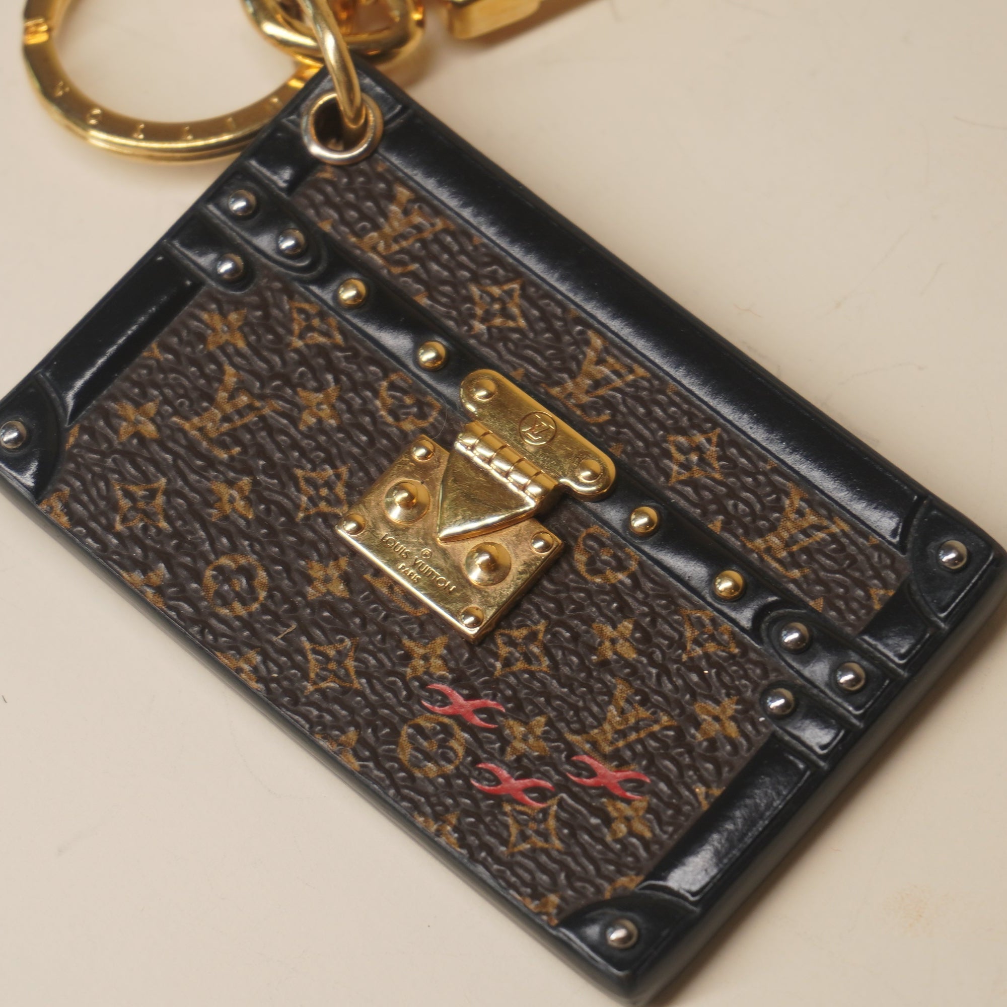 PRE-OWNED Petite Malle Bag Charm Key Holder Brown