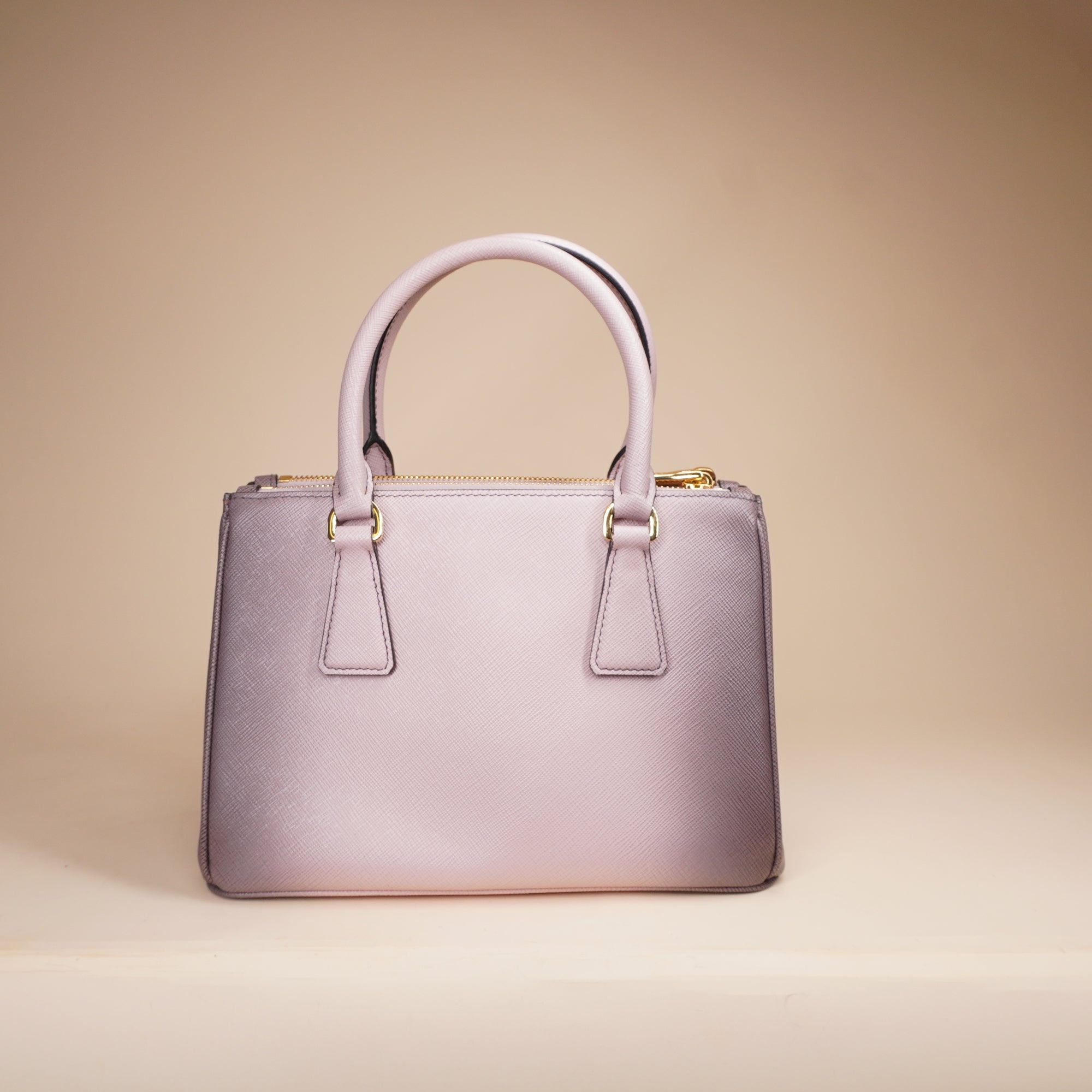 PRE-OWNED Saffiano Lux Small Galleria Double Zip Tote Gradient Alabaster Pink