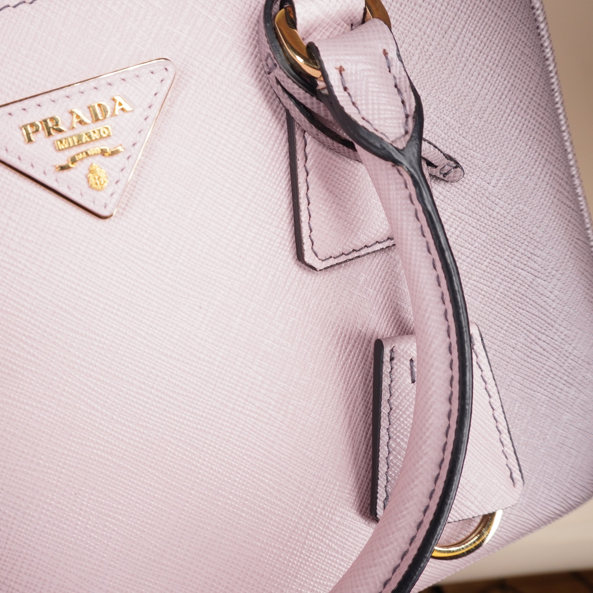 PRE-OWNED Saffiano Lux Small Galleria Double Zip Tote Gradient Alabaster Pink
