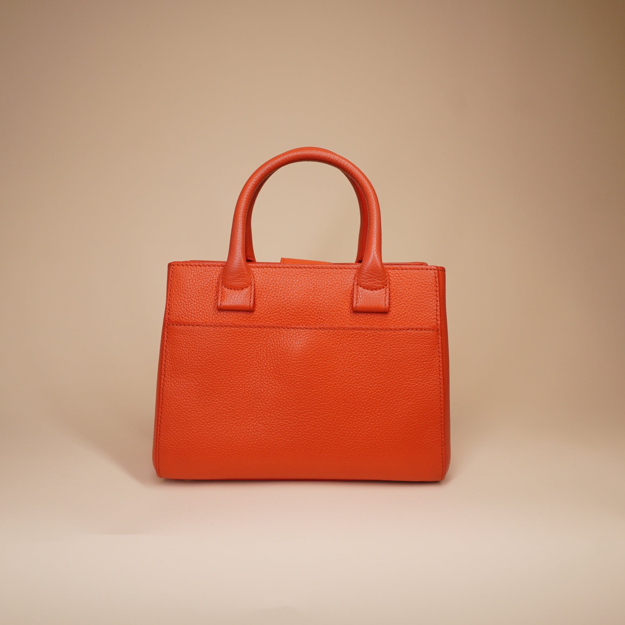 PRE-OWNED CC Grained Calfskin Mini Neo Executive Shopper Tote Orange