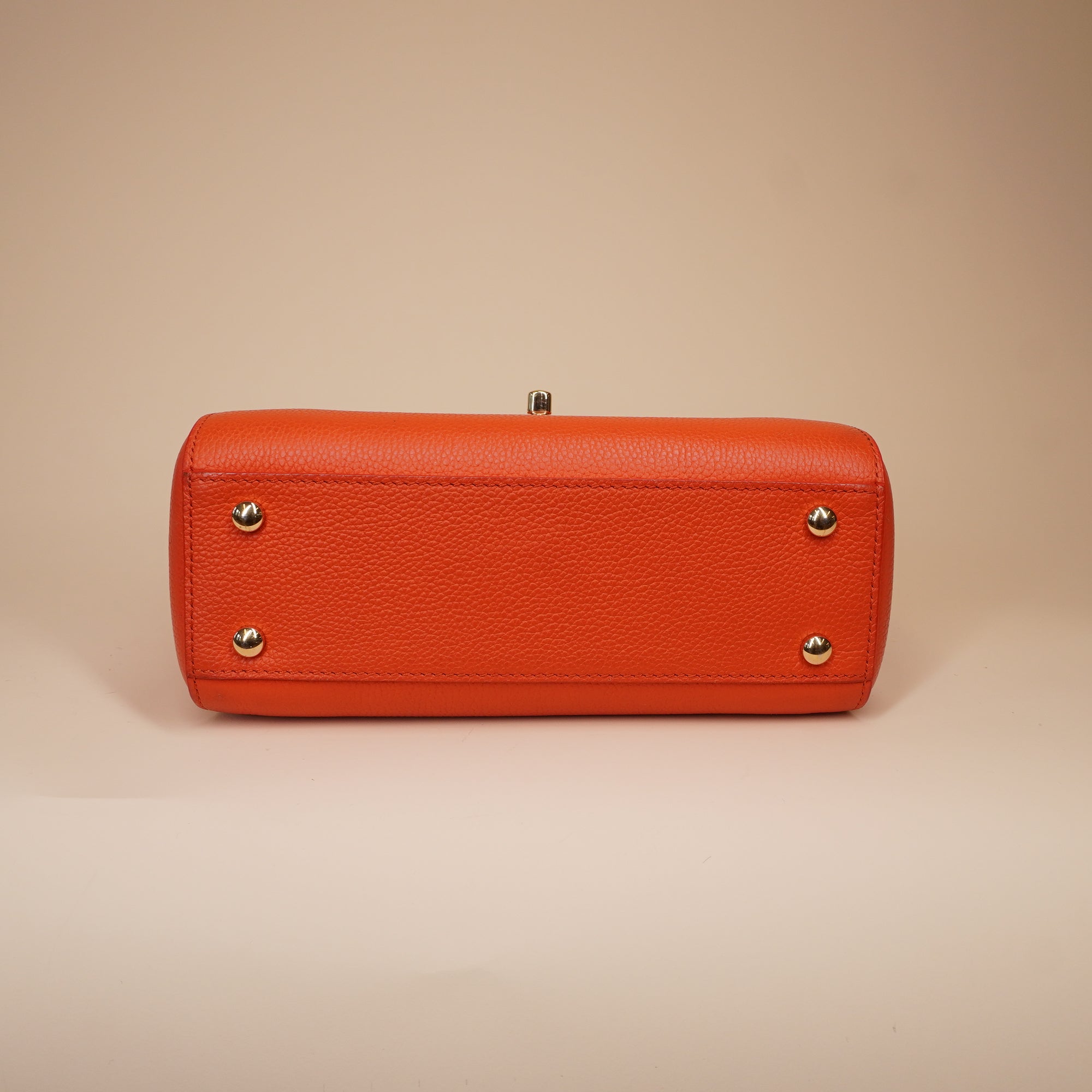 PRE-OWNED CC Grained Calfskin Mini Neo Executive Shopper Tote Orange
