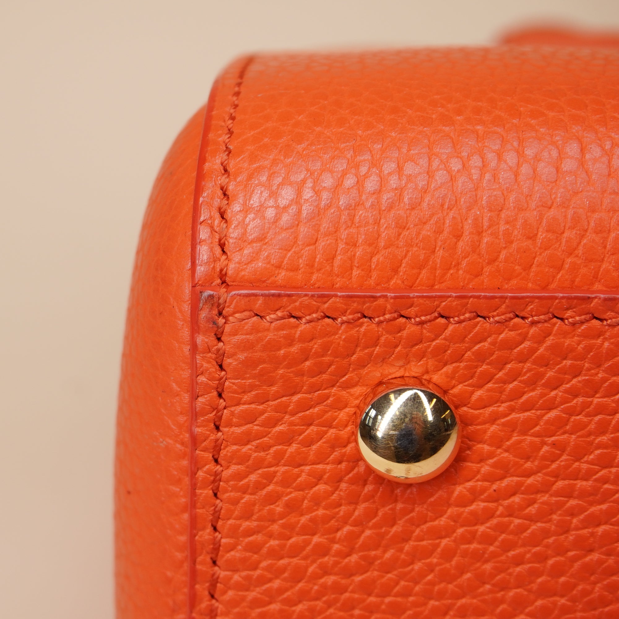 PRE-OWNED CC Grained Calfskin Mini Neo Executive Shopper Tote Orange