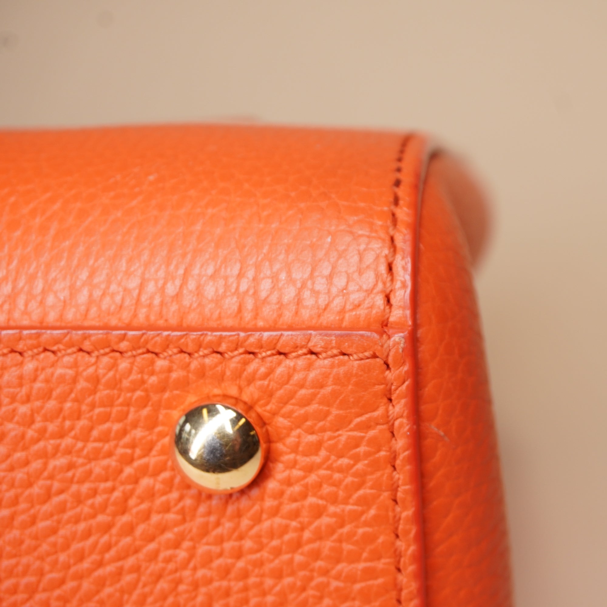 PRE-OWNED CC Grained Calfskin Mini Neo Executive Shopper Tote Orange