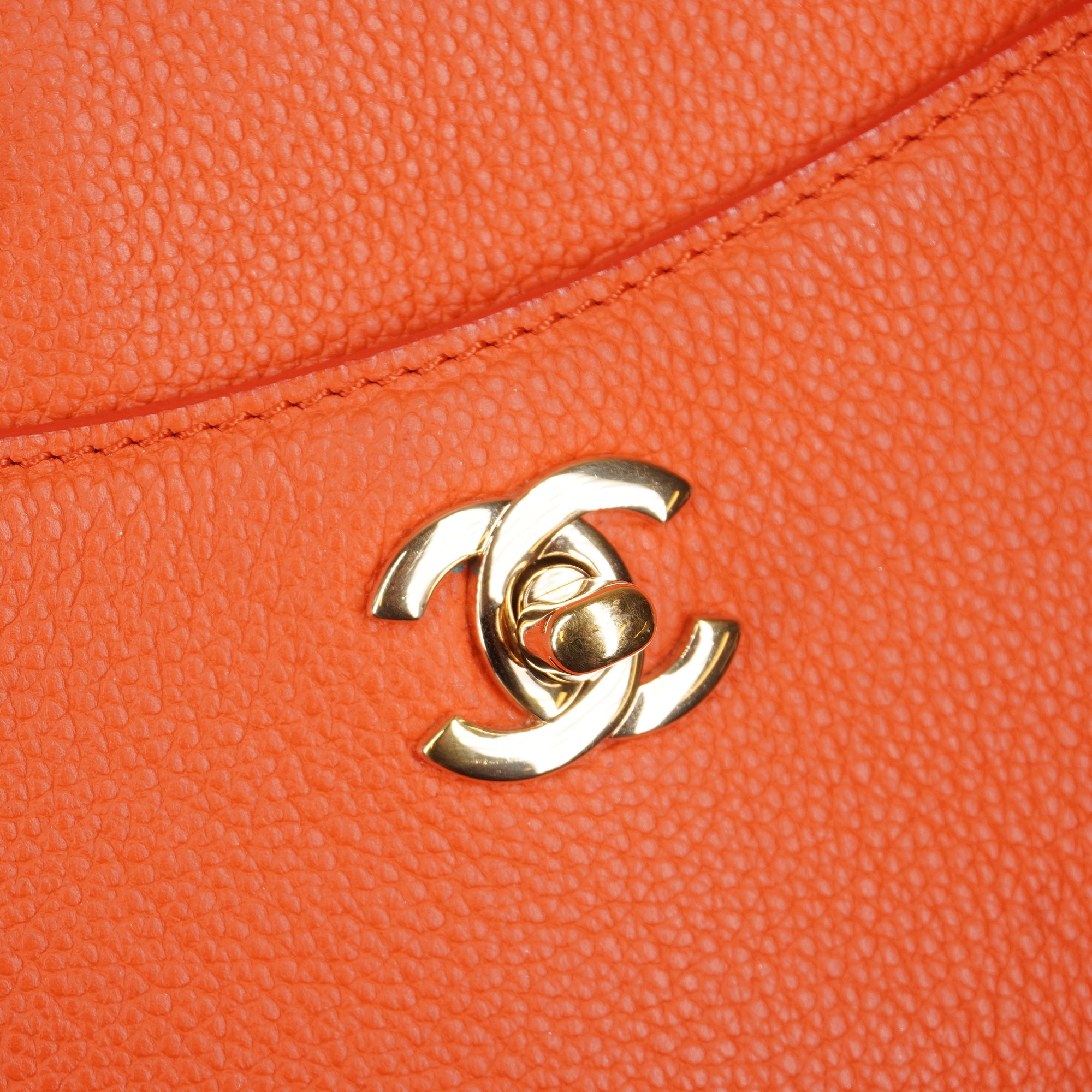 PRE-OWNED CC Grained Calfskin Mini Neo Executive Shopper Tote Orange