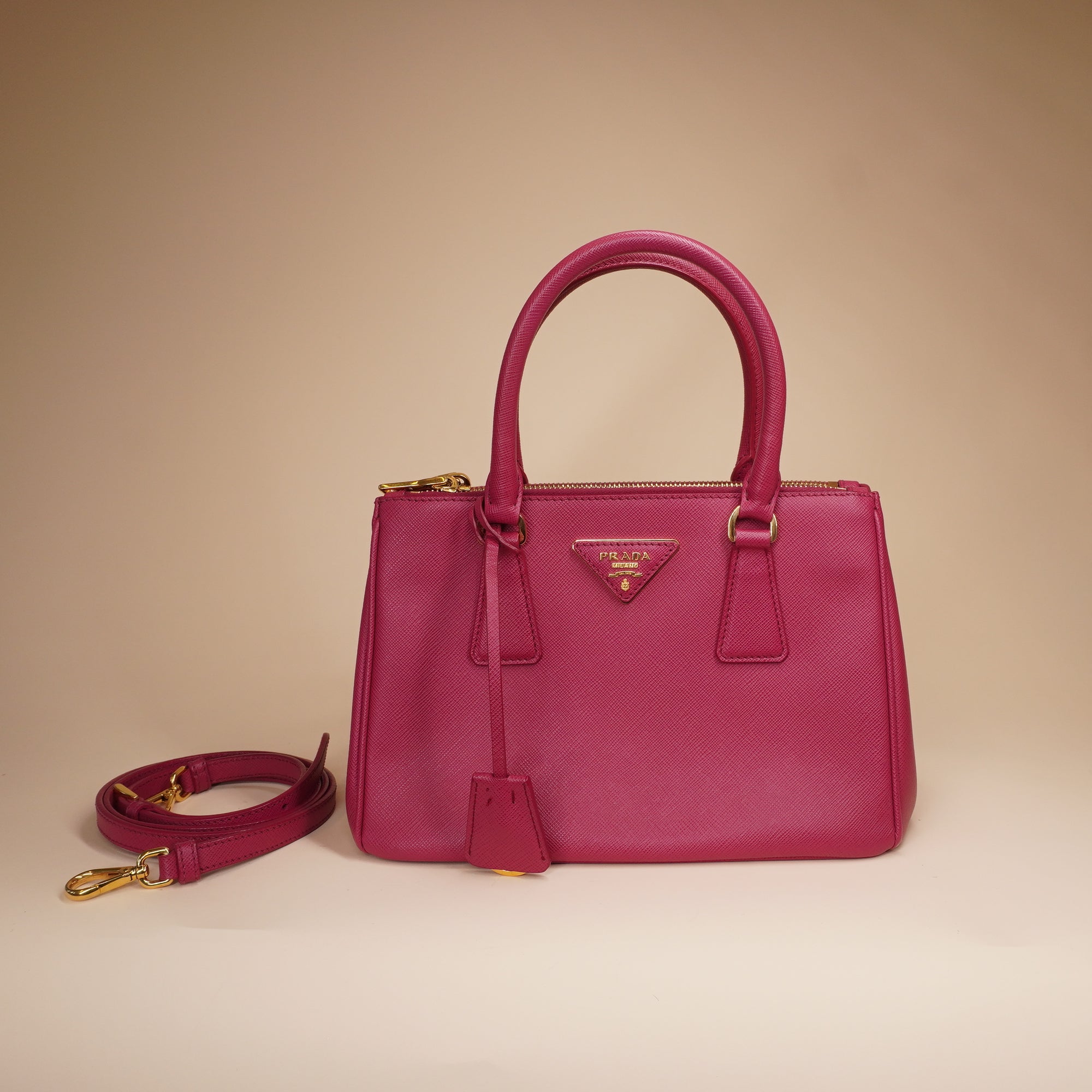 PRADA - Pink Mini Saffiano Leather Galleria Top Handle Bag