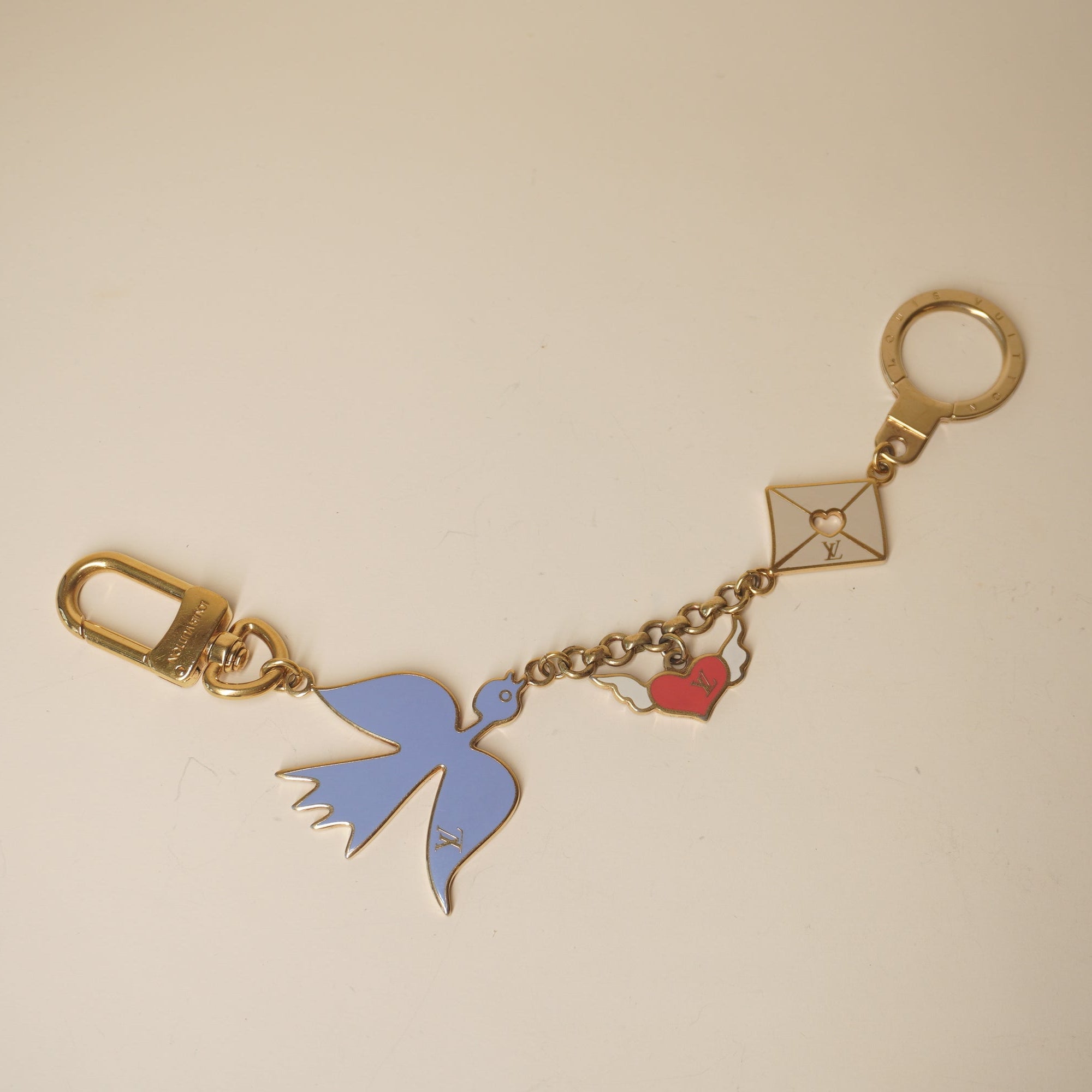 PRE-OWNED Enamel Love Birds Bag Charm