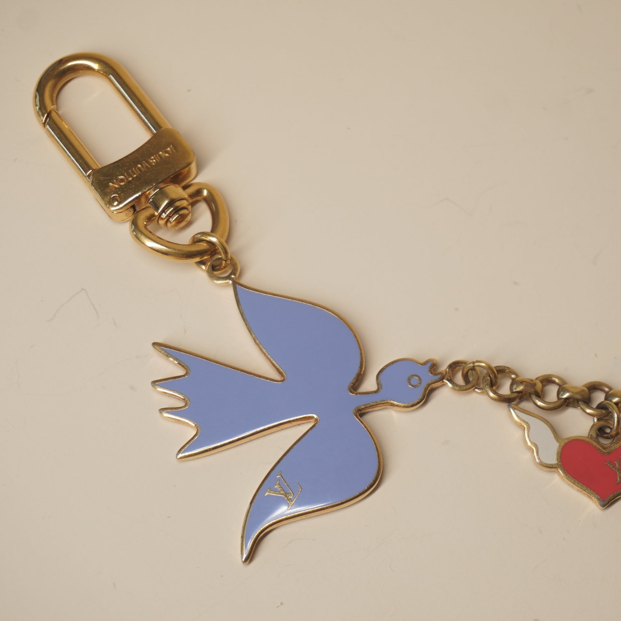 PRE-OWNED Enamel Love Birds Bag Charm