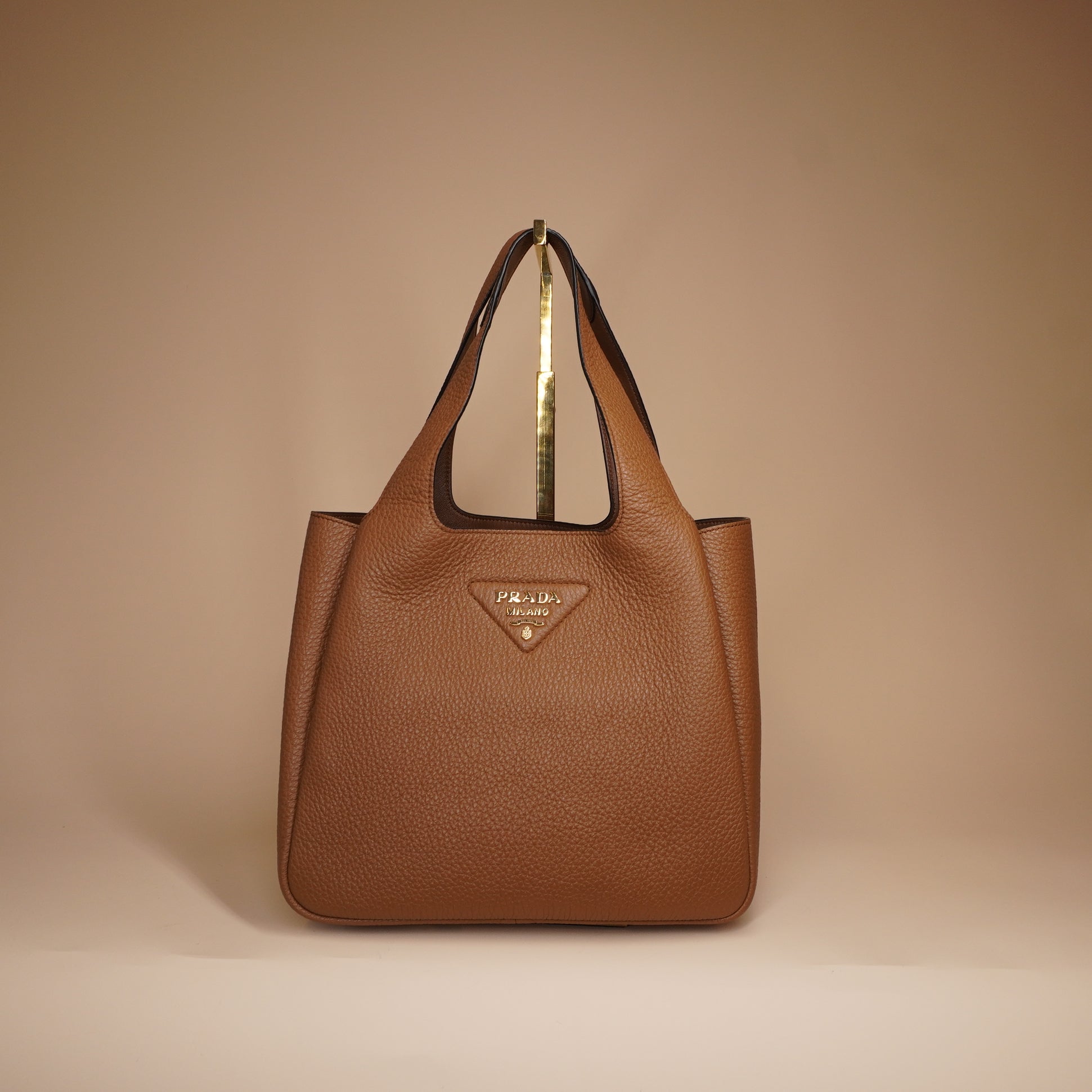 PRE-OWNED Brown Vitello Daino Soft Leather Mini Dynamique Tote