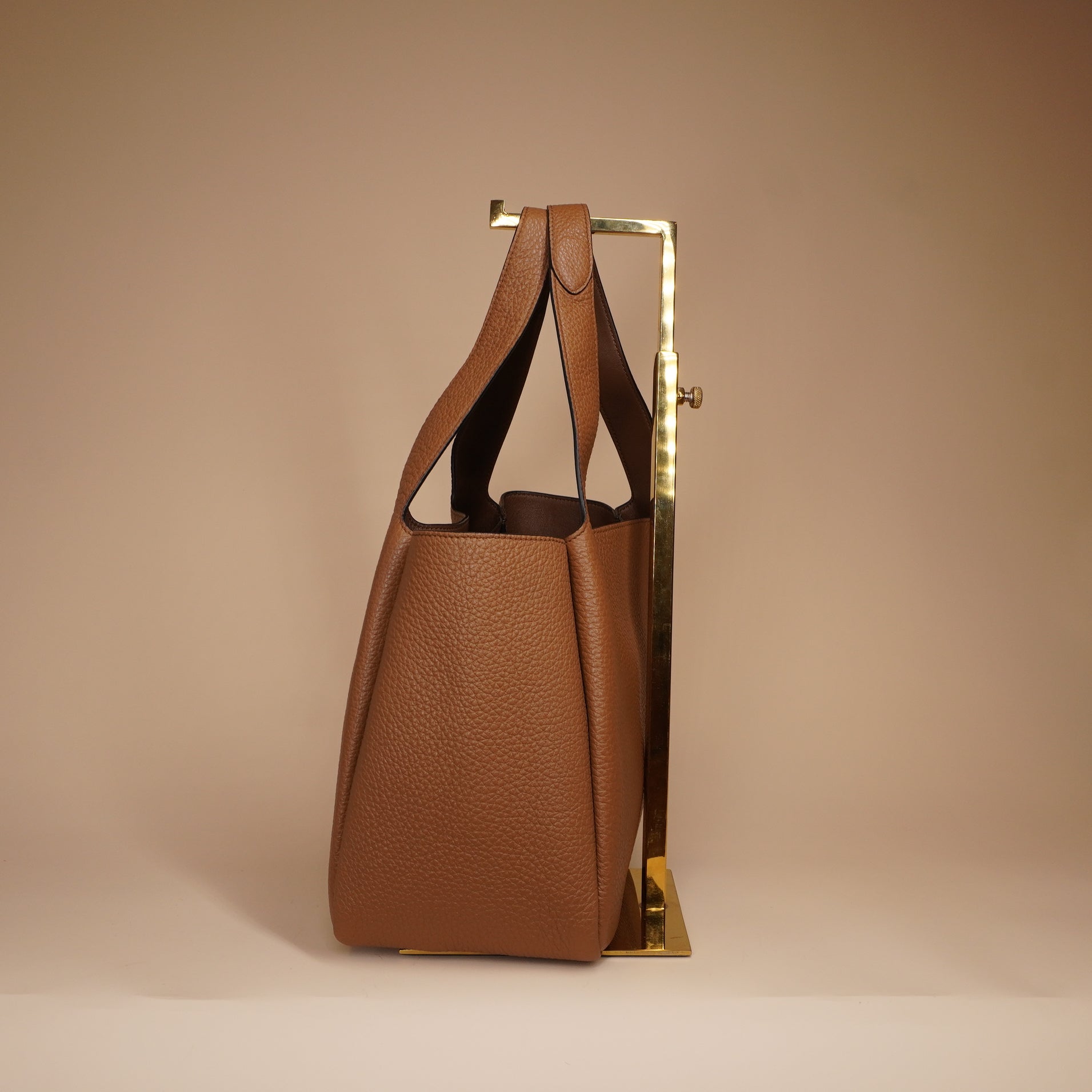 PRE-OWNED Brown Vitello Daino Soft Leather Mini Dynamique Tote