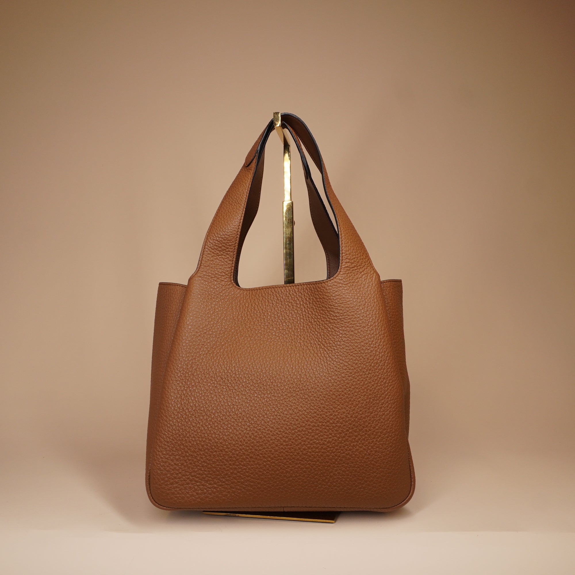 PRE-OWNED Brown Vitello Daino Soft Leather Mini Dynamique Tote