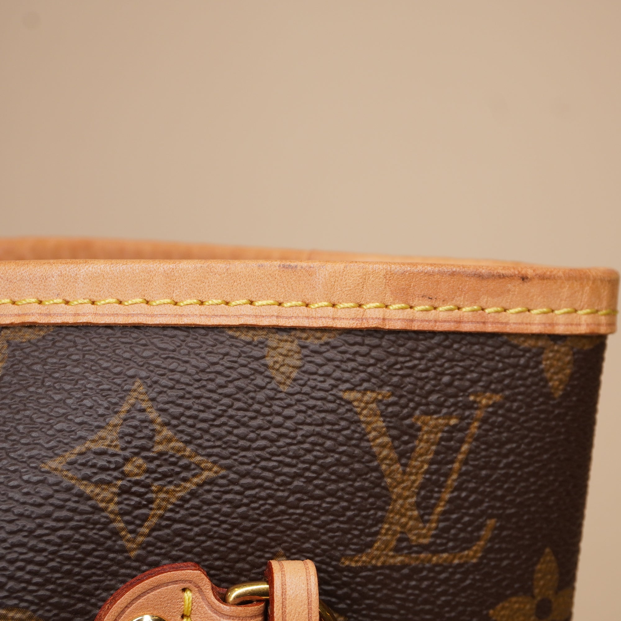 PRE-OWNED LV Neverfull Monogram MM Pivoine Tote with Pouch