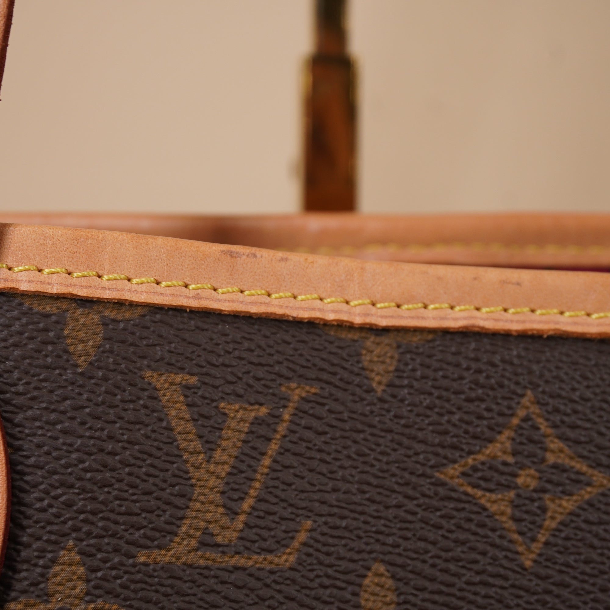 PRE-OWNED LV Neverfull Monogram MM Pivoine Tote with Pouch