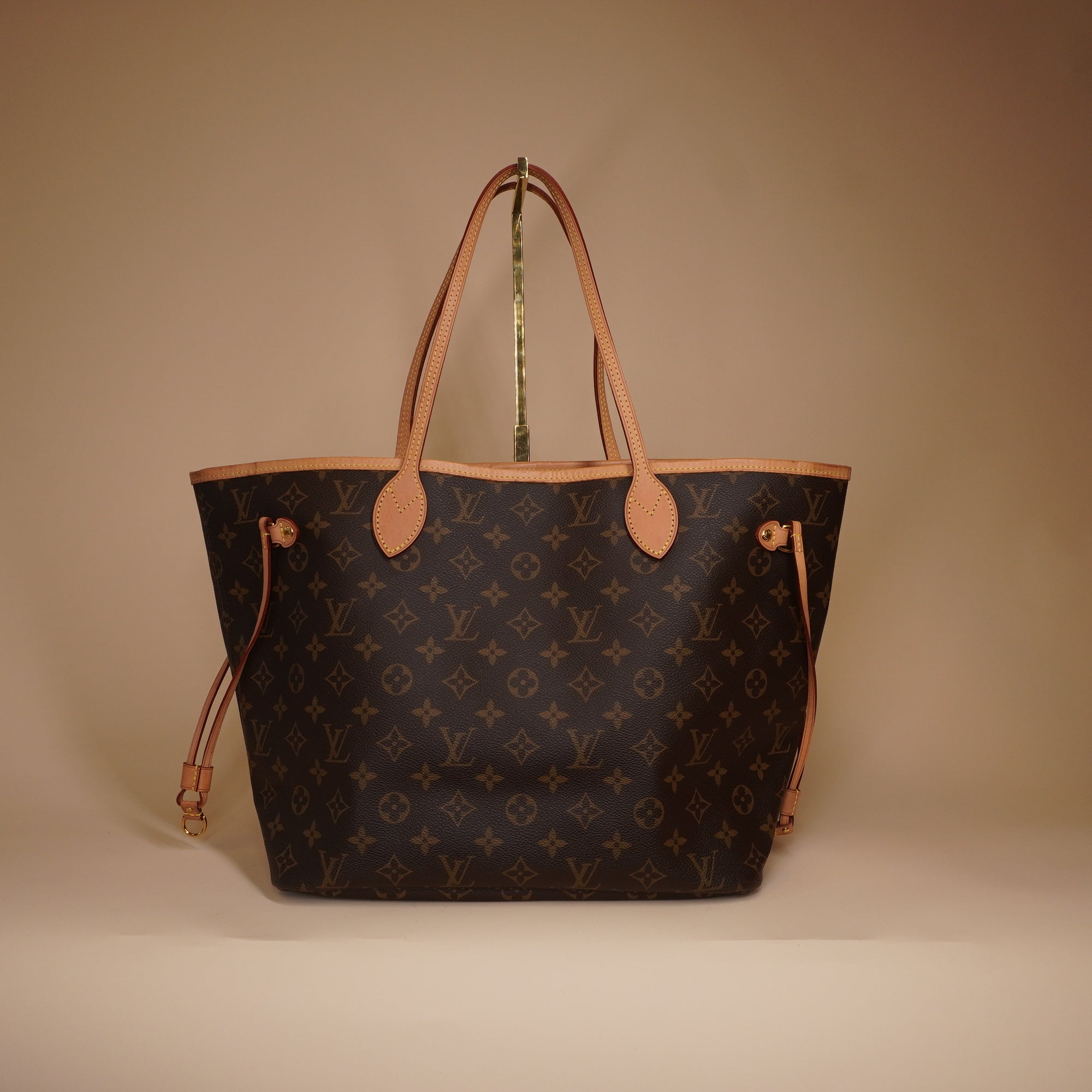 PRE-OWNED LV Neverfull Monogram MM Pivoine Tote with Pouch