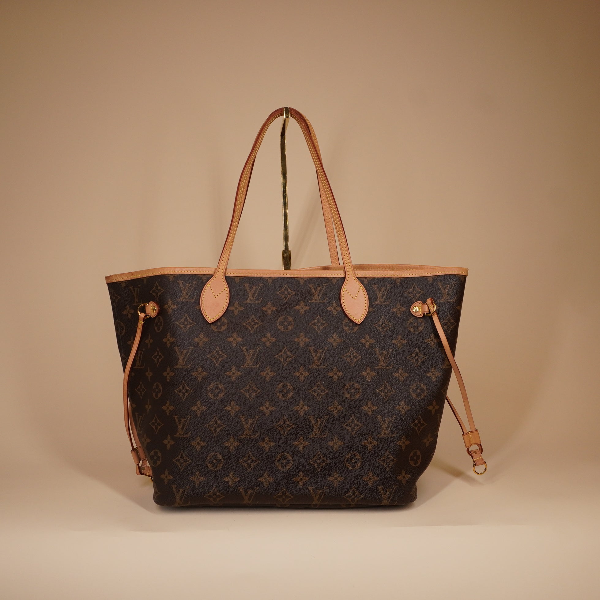PRE-OWNED LV Neverfull Monogram MM Pivoine Tote with Pouch