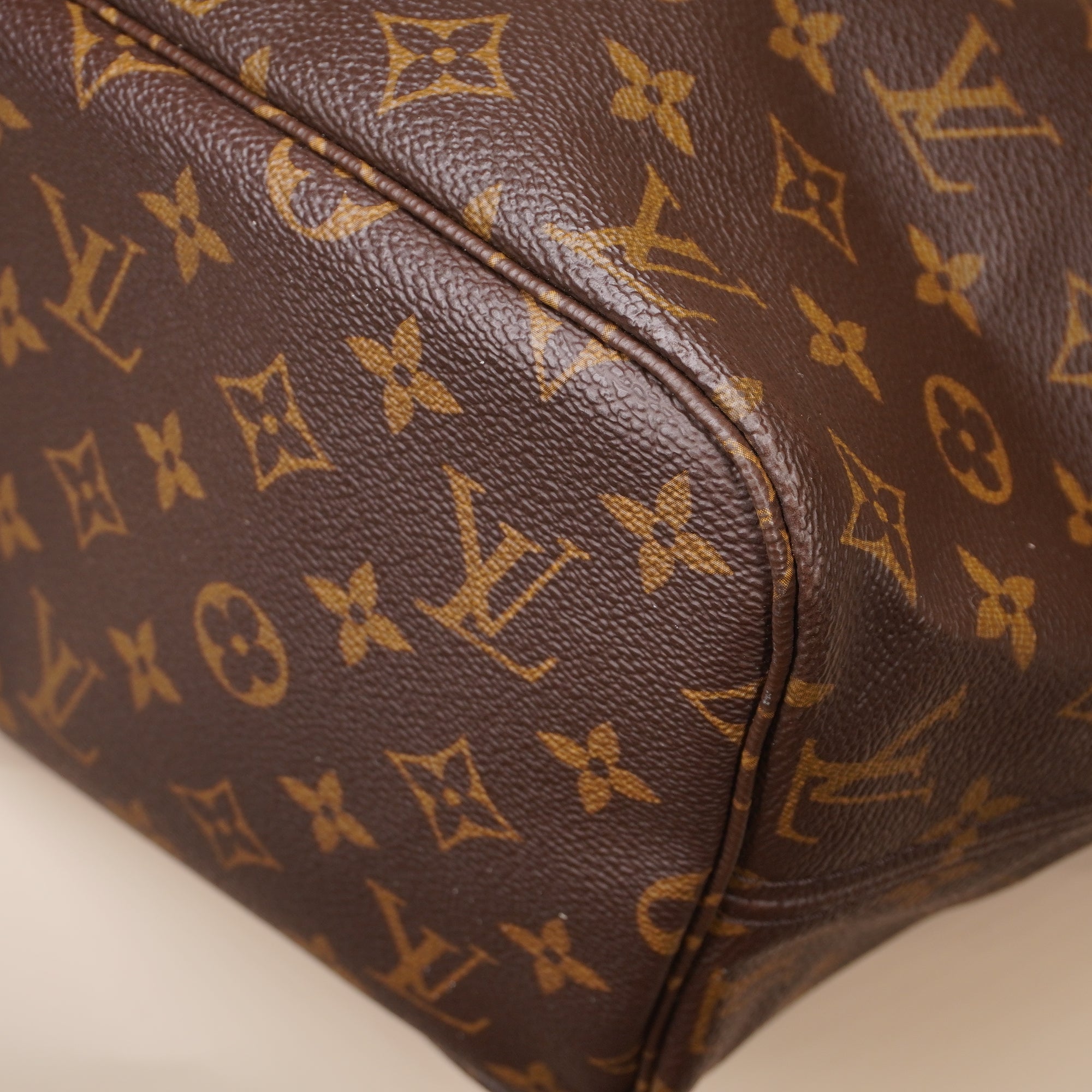 PRE-OWNED LV Neverfull Monogram MM Pivoine Tote with Pouch
