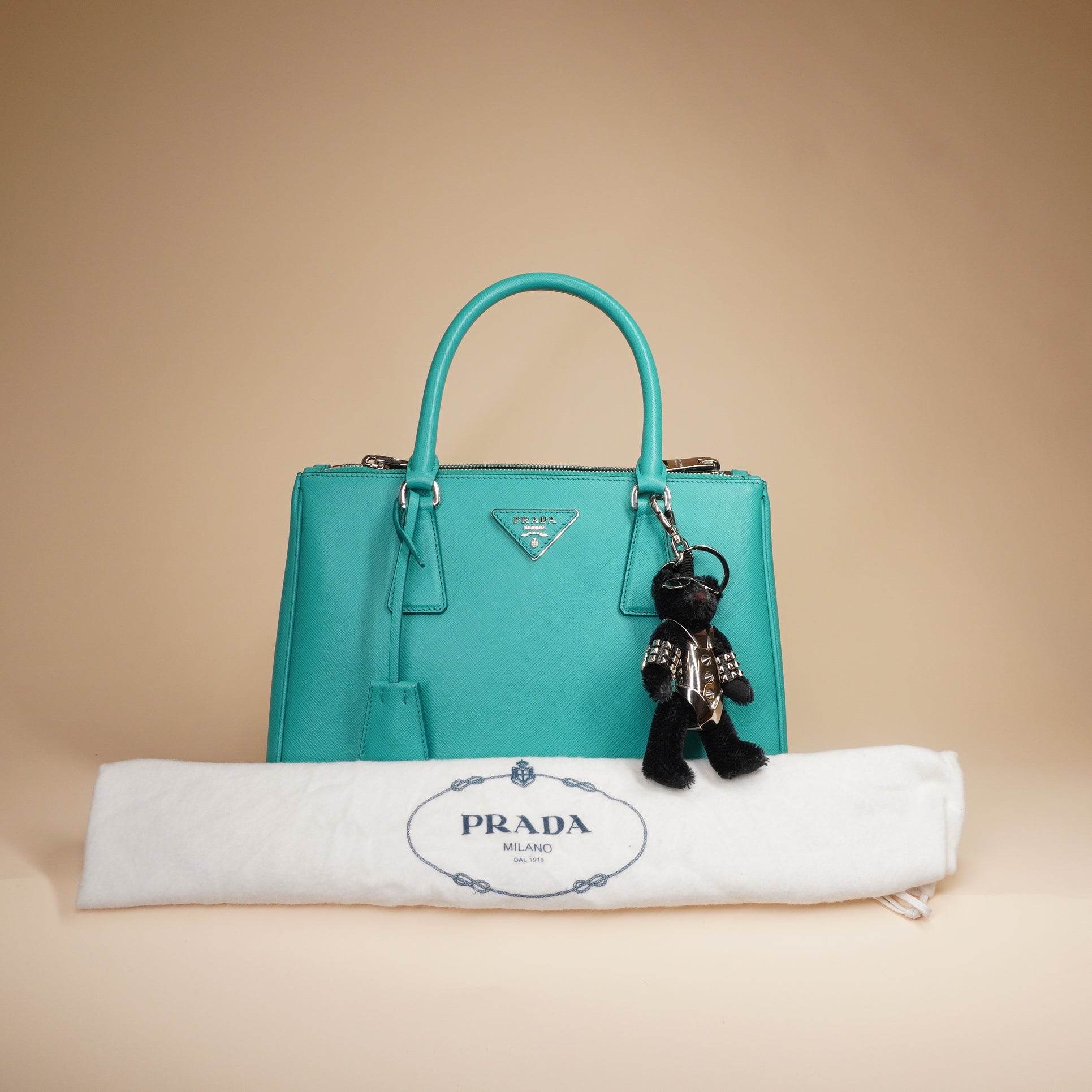 PRE-OWNED Blue Saffiano Lux Leather Mini Tote Bag