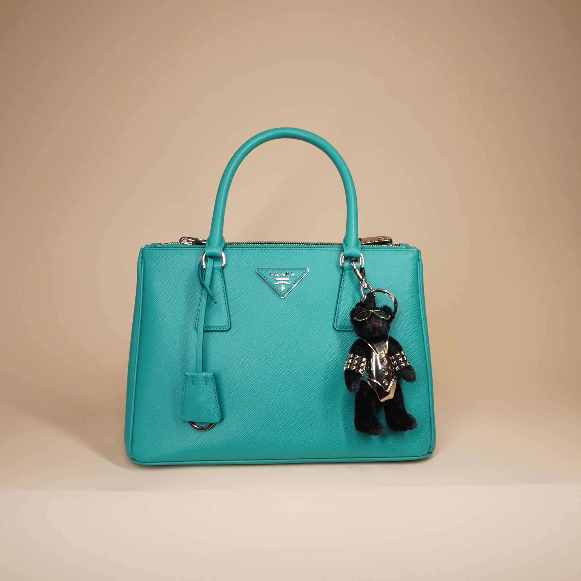 PRE-OWNED Blue Saffiano Lux Leather Mini Tote Bag