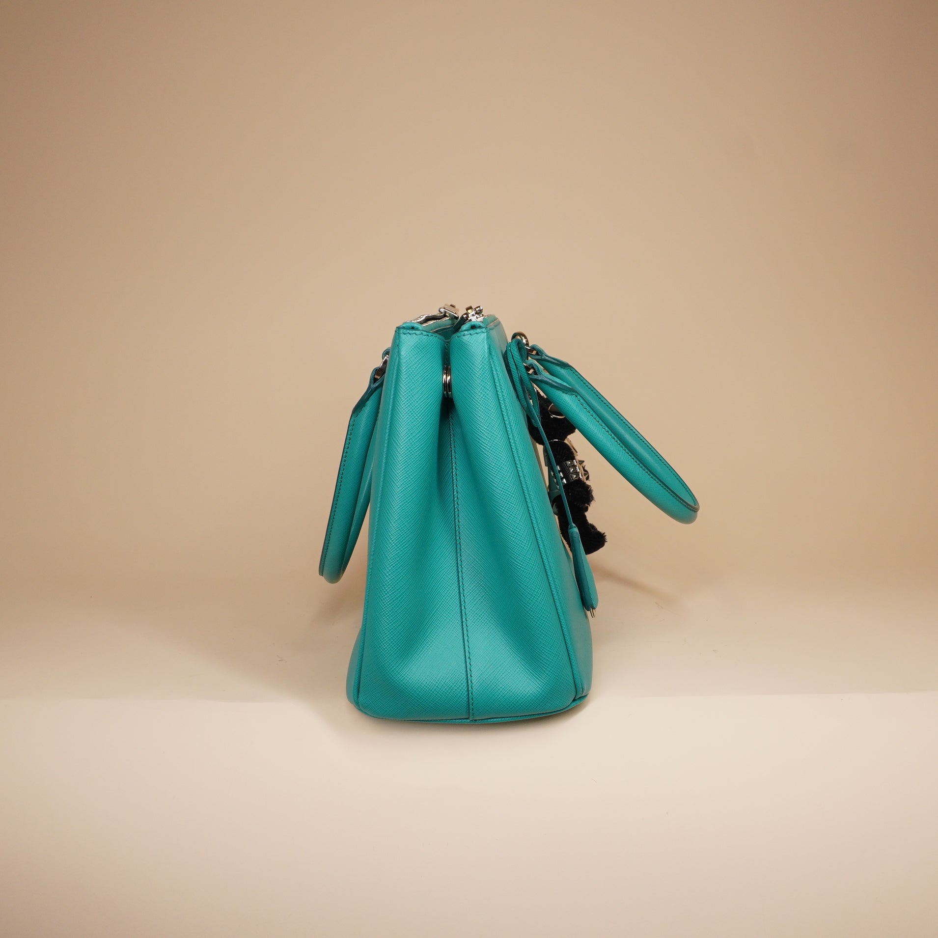 PRE-OWNED Blue Saffiano Lux Leather Mini Tote Bag
