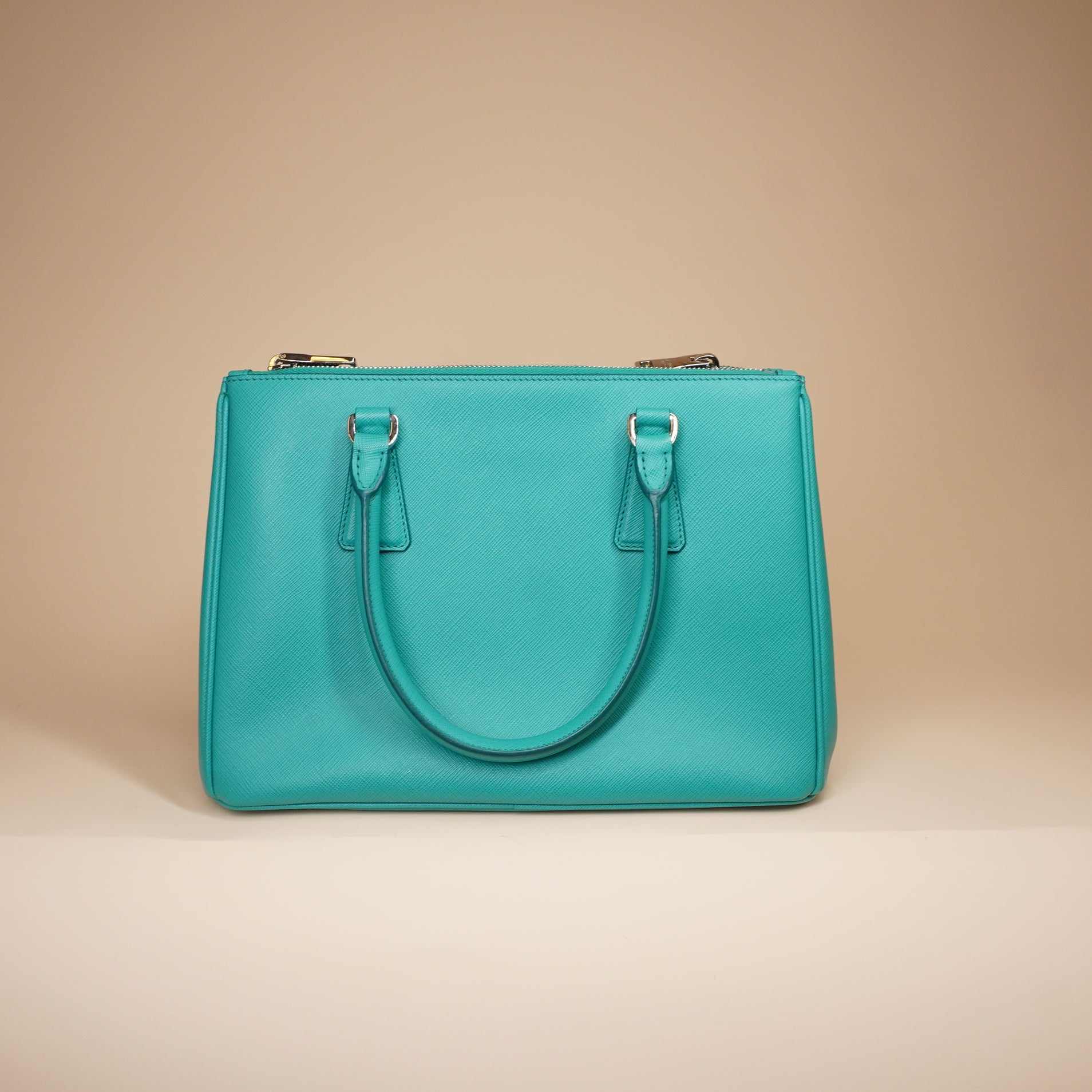 PRE-OWNED Blue Saffiano Lux Leather Mini Tote Bag