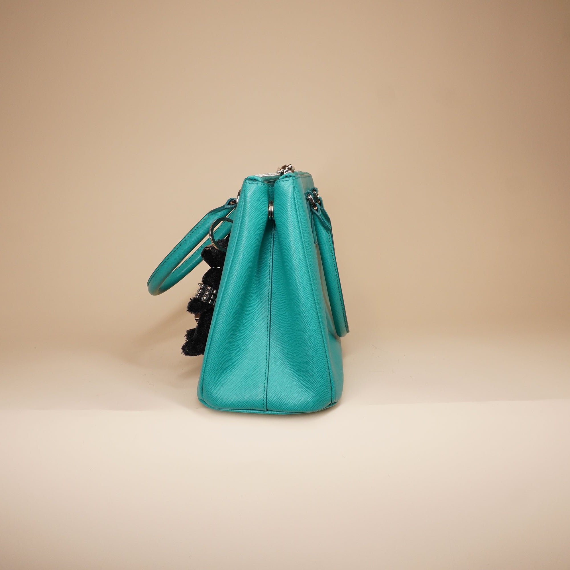 PRE-OWNED Blue Saffiano Lux Leather Mini Tote Bag