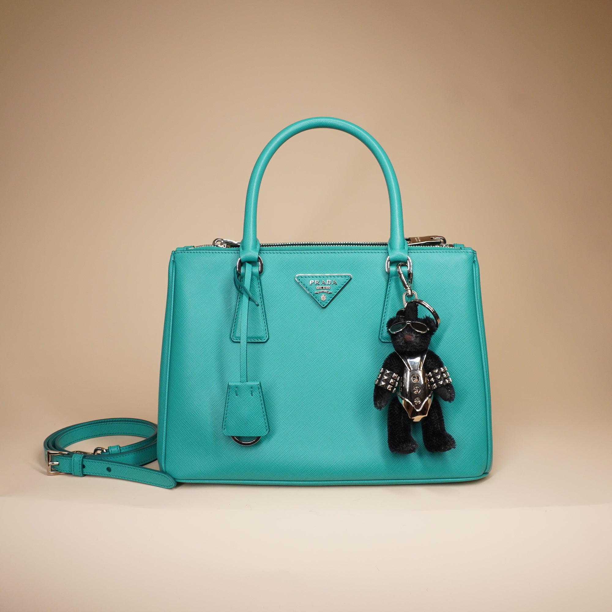 PRE-OWNED Blue Saffiano Lux Leather Mini Tote Bag
