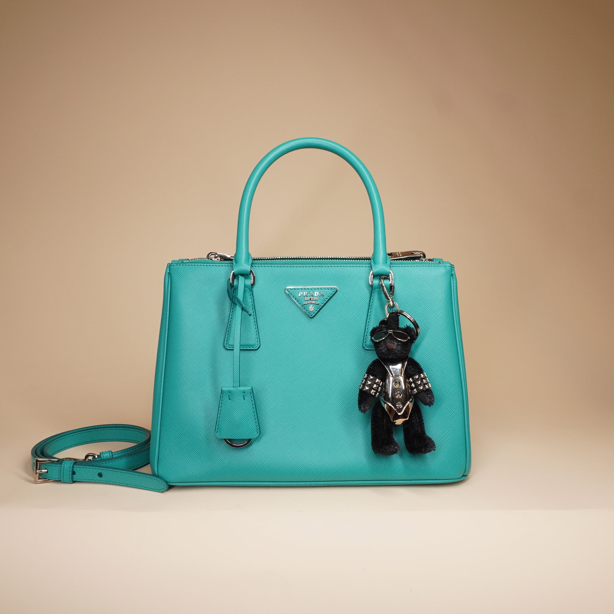 PRE-OWNED Blue Saffiano Lux Leather Mini Tote Bag