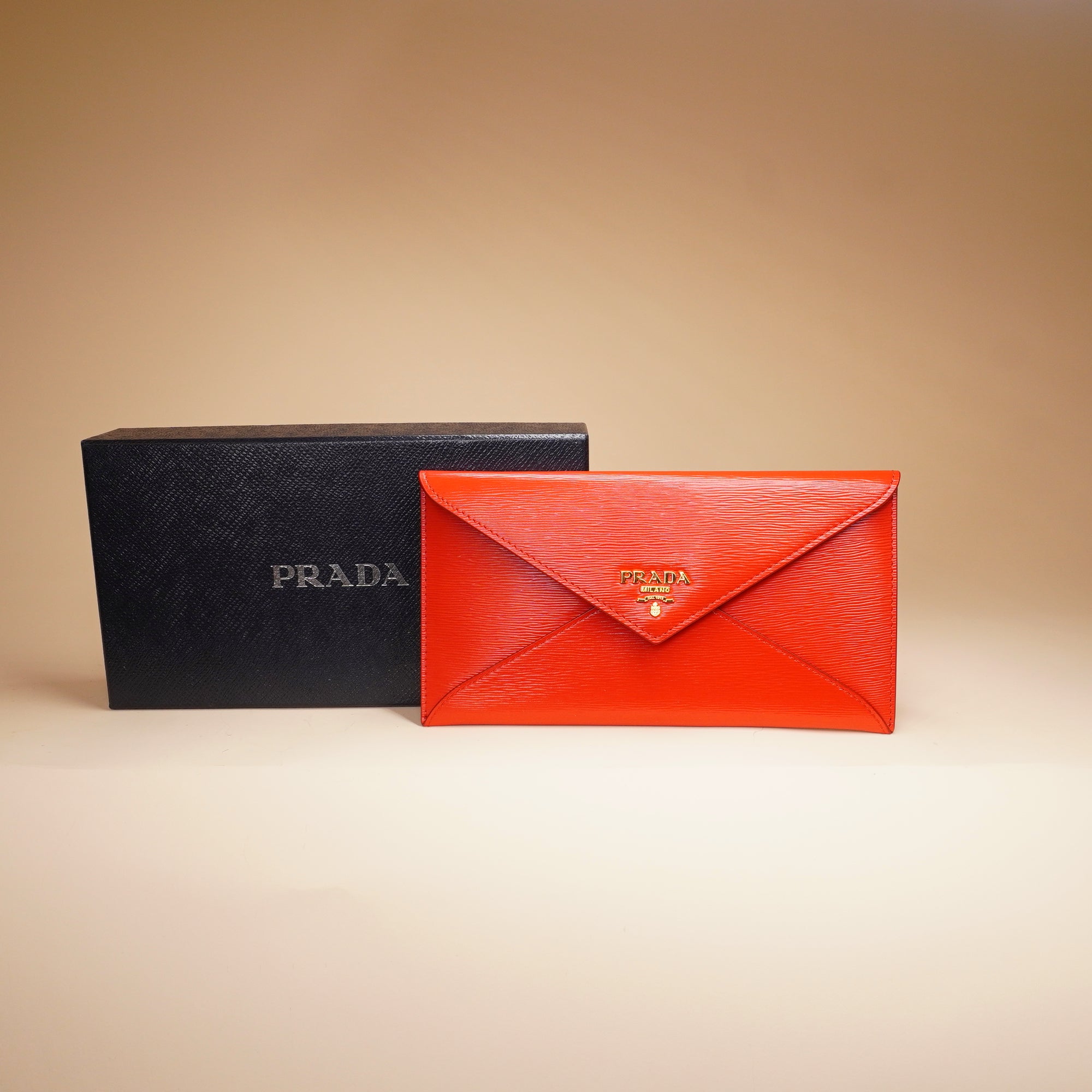 PRE-OWNED Red Vitello Move Envelope Wallet