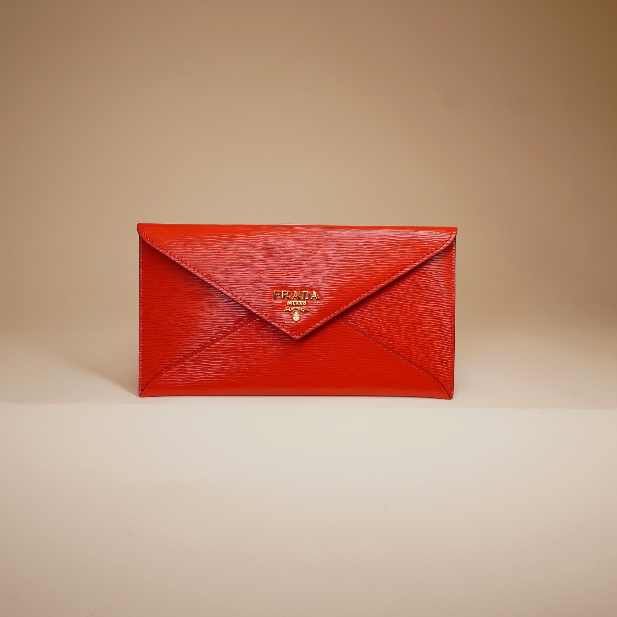 PRE-OWNED Red Vitello Move Envelope Wallet