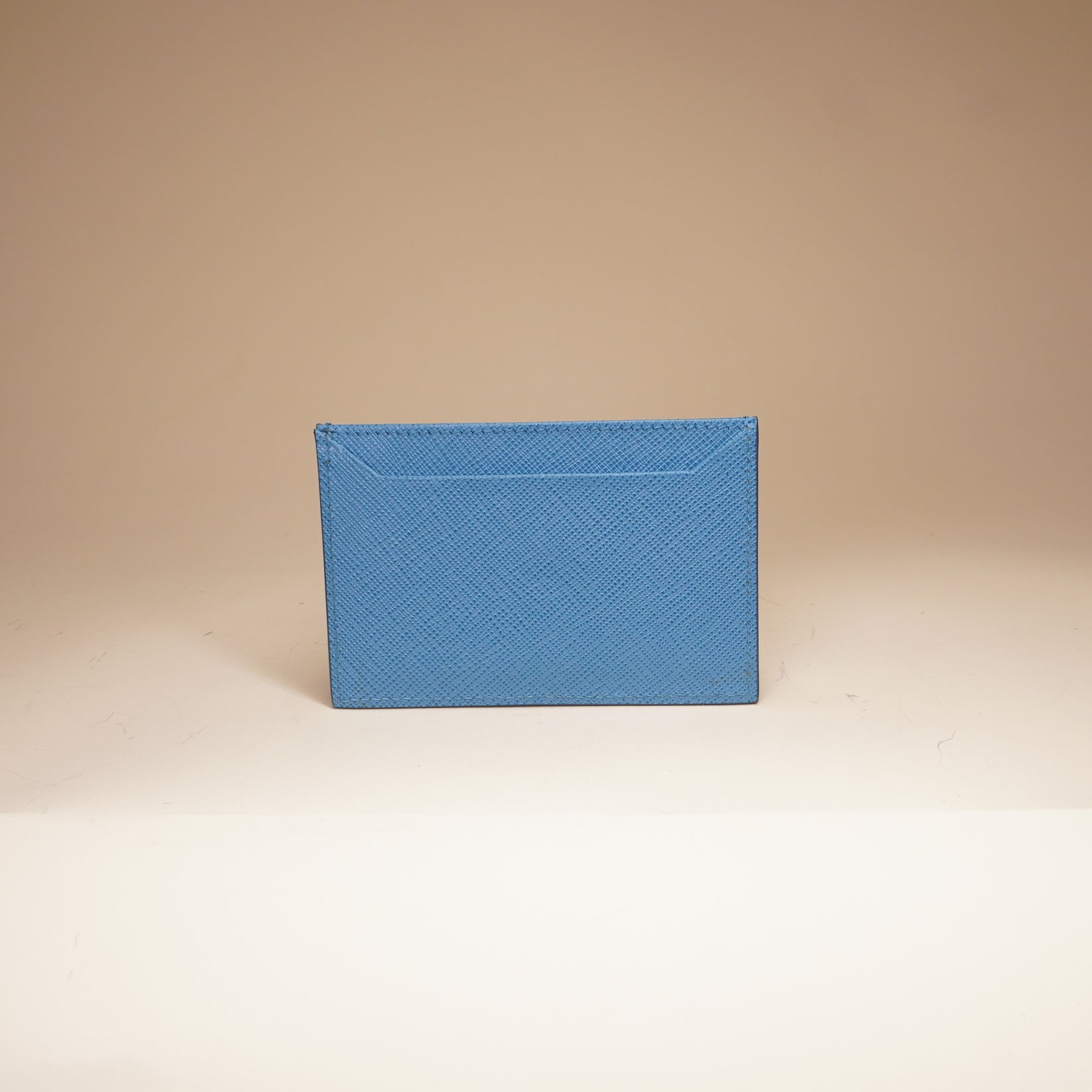 PRE-OWNED Blue Saffiano Leather Card Holder