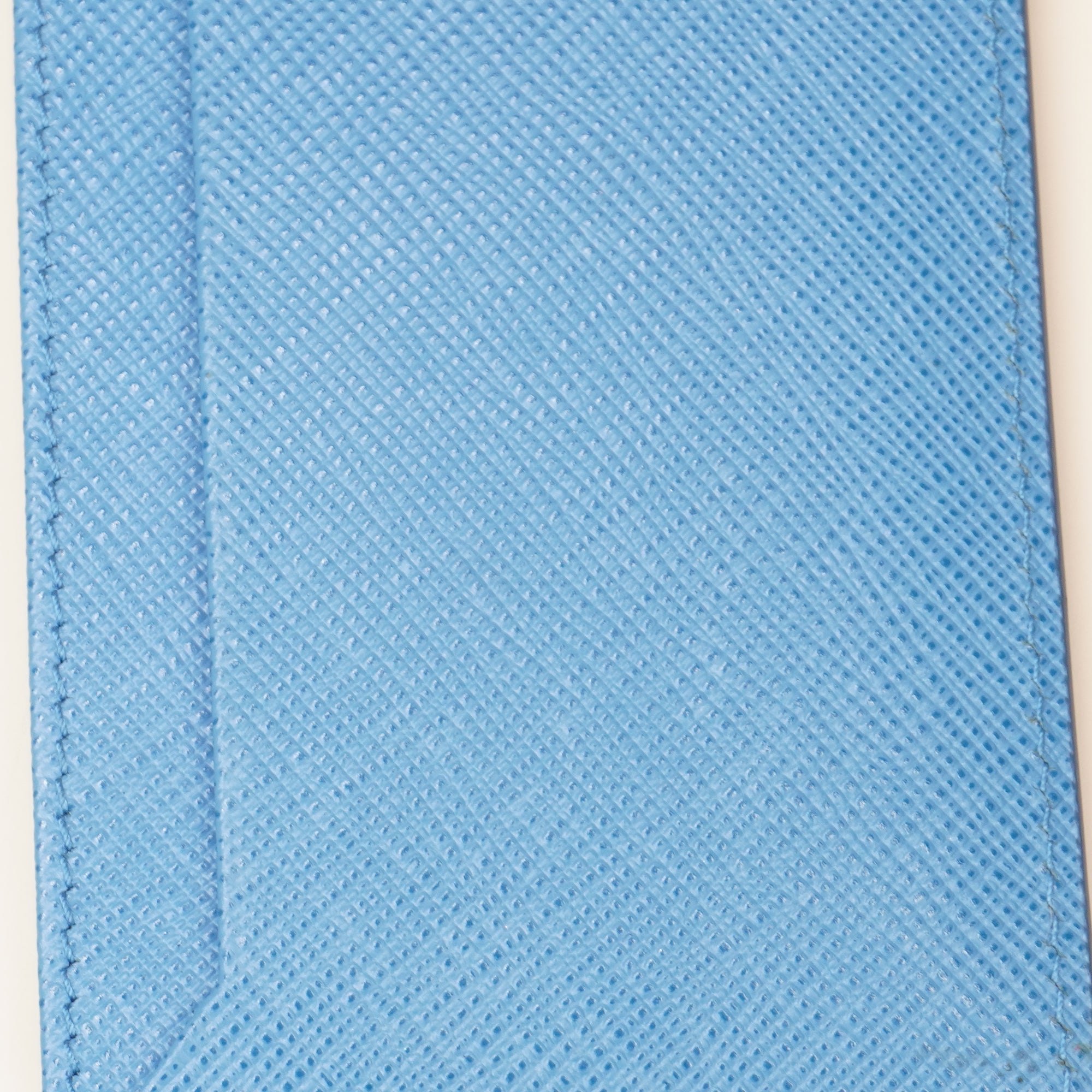 PRE-OWNED Blue Saffiano Leather Card Holder