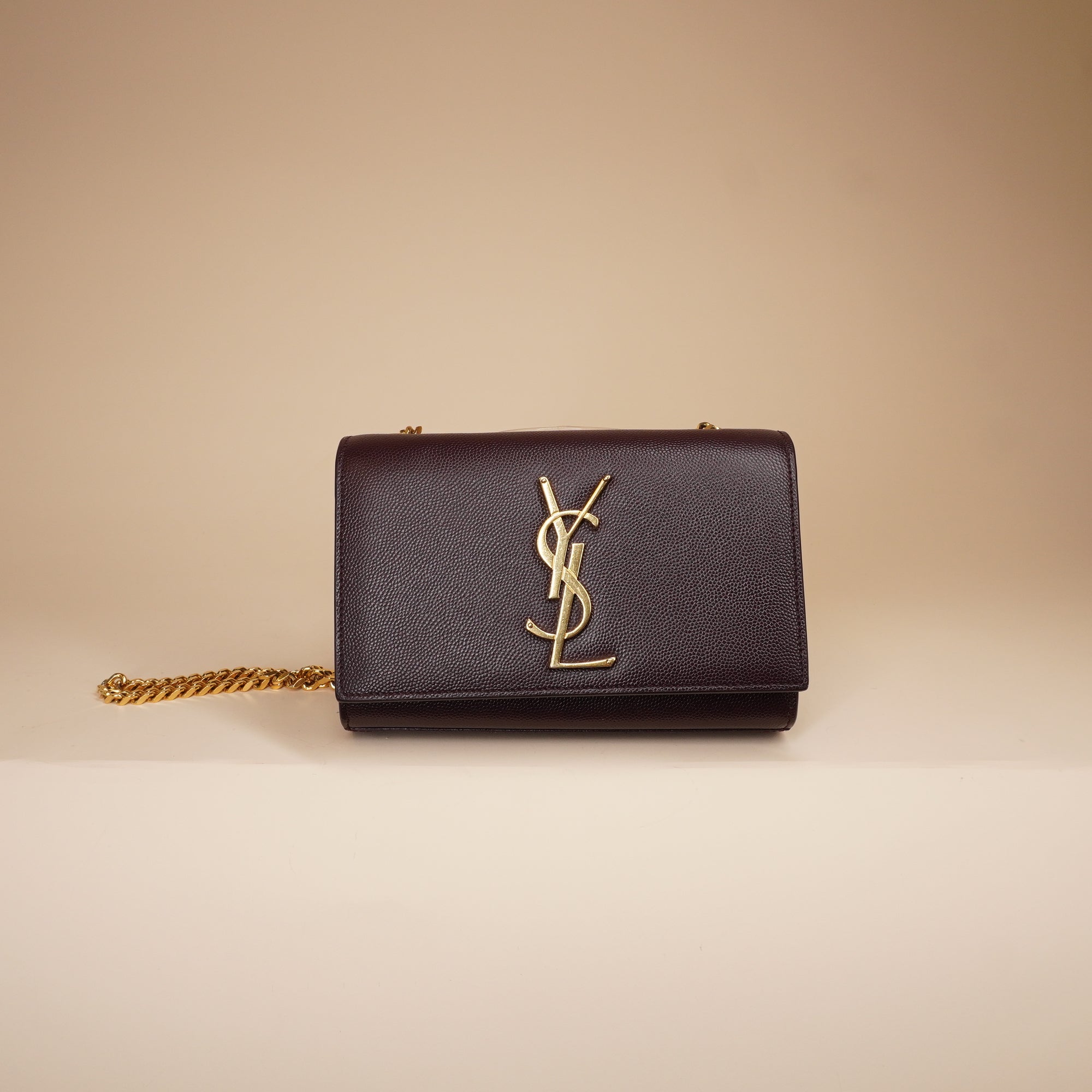 PRE-OWNED Purple Grained Calf Leather Small Monogram Crossbody Bag