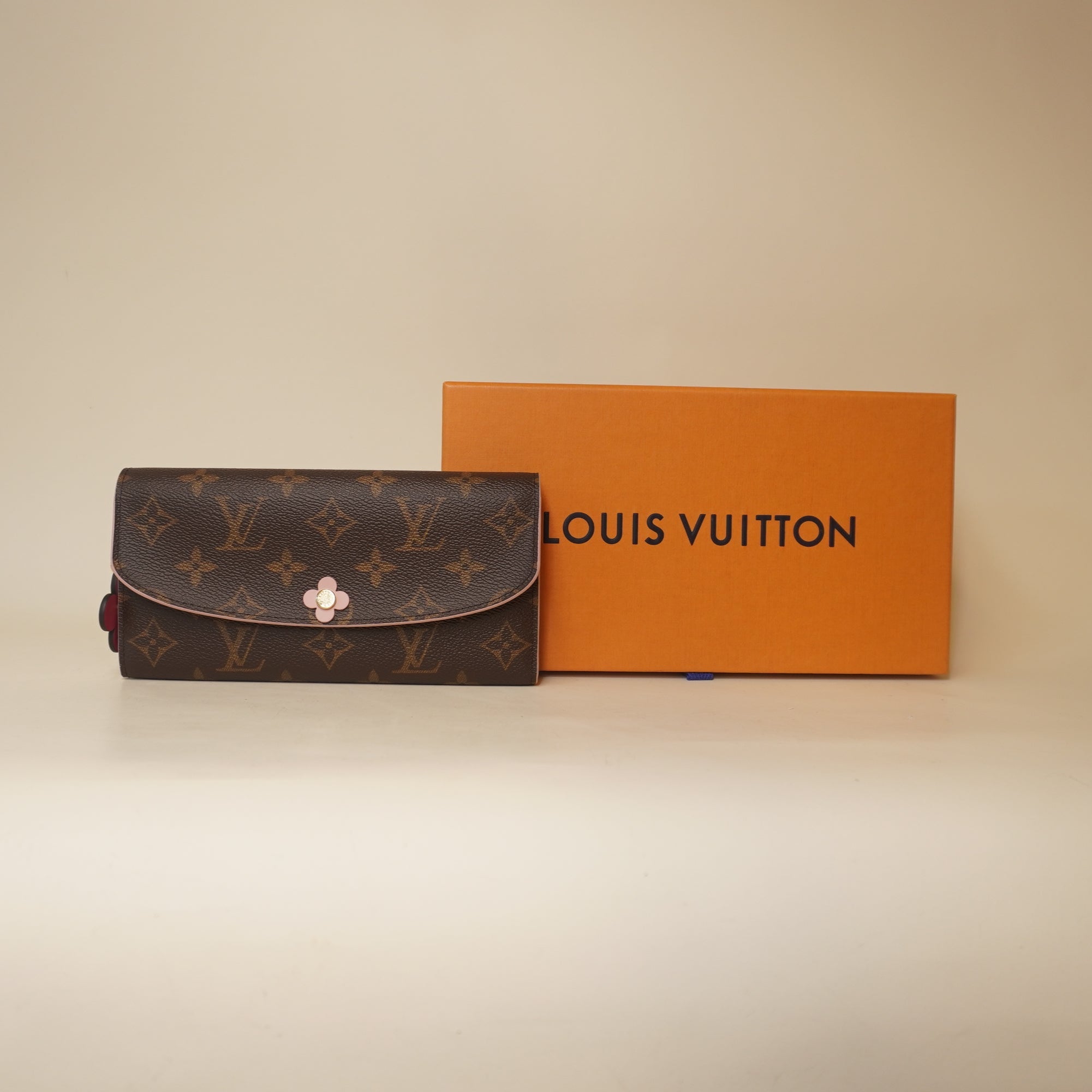 PRE-OWNED LV Monogram Bloom Flower Emilie Wallet Fuchsia